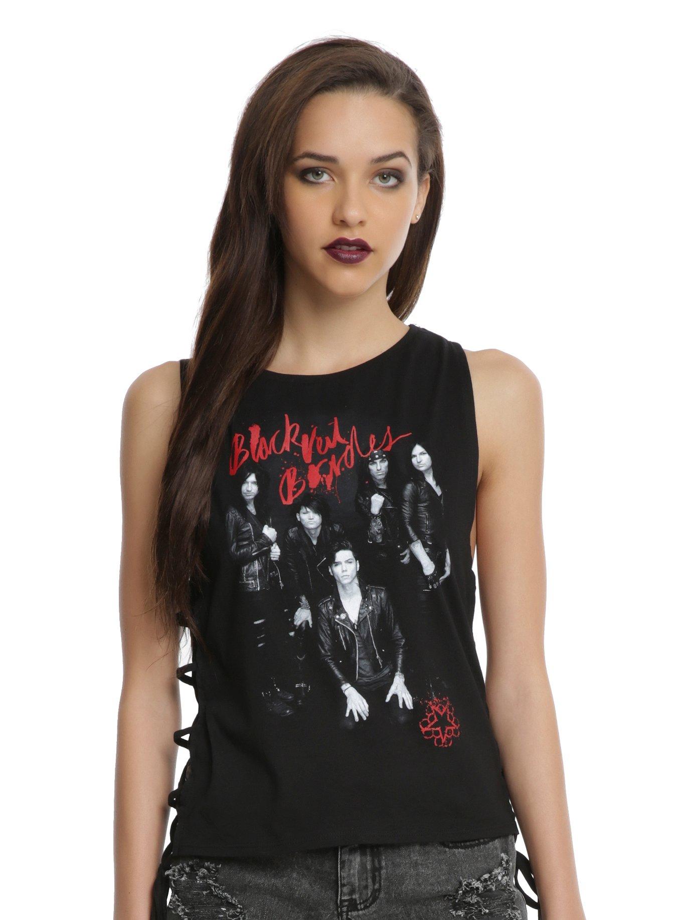 Black Veil Brides Group Shot Side Tie Girls Tank Top, BLACK, hi-res