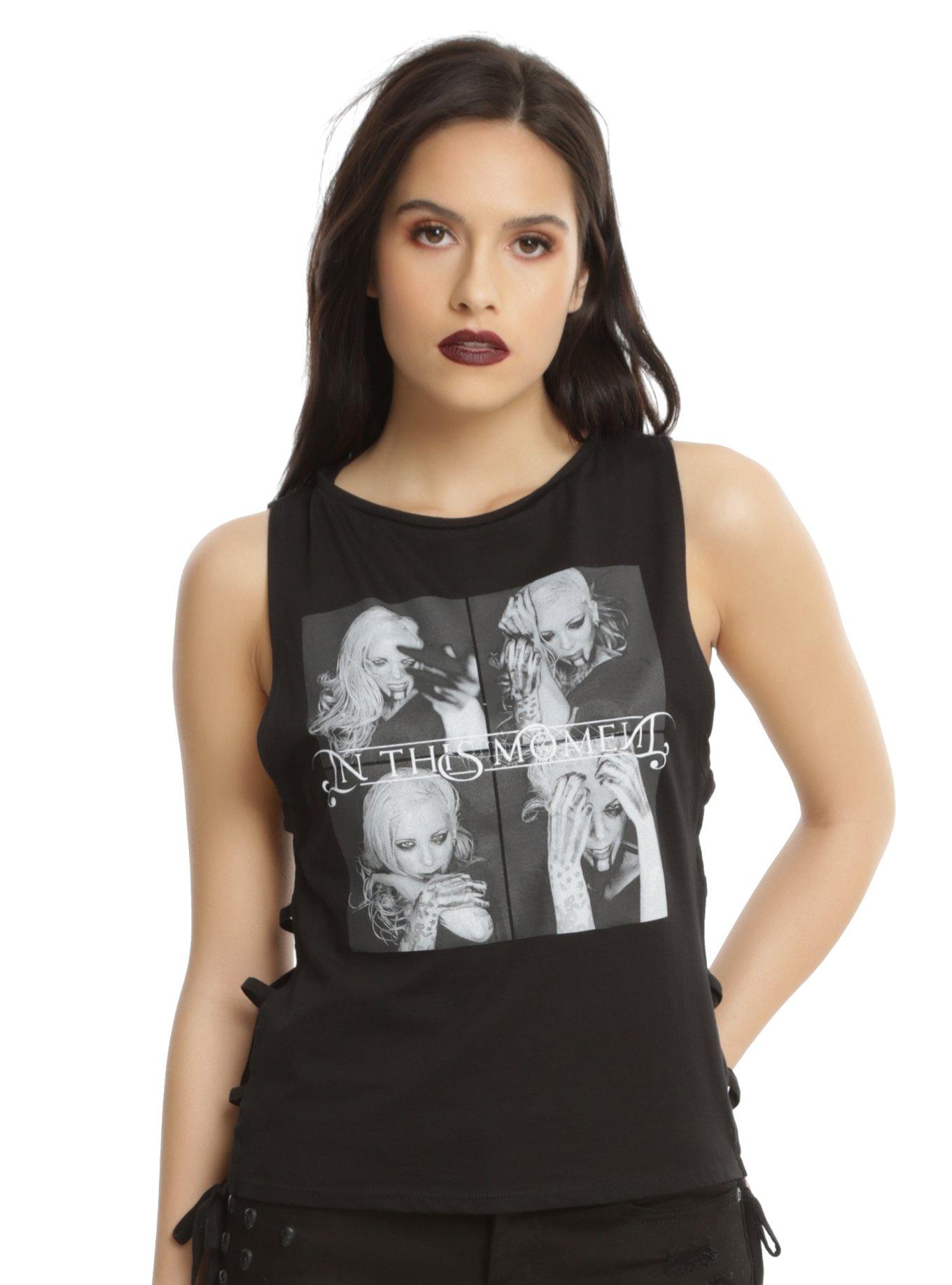 In This Moment Maria Boxes Side Tie Girls Tank Top, BLACK, hi-res