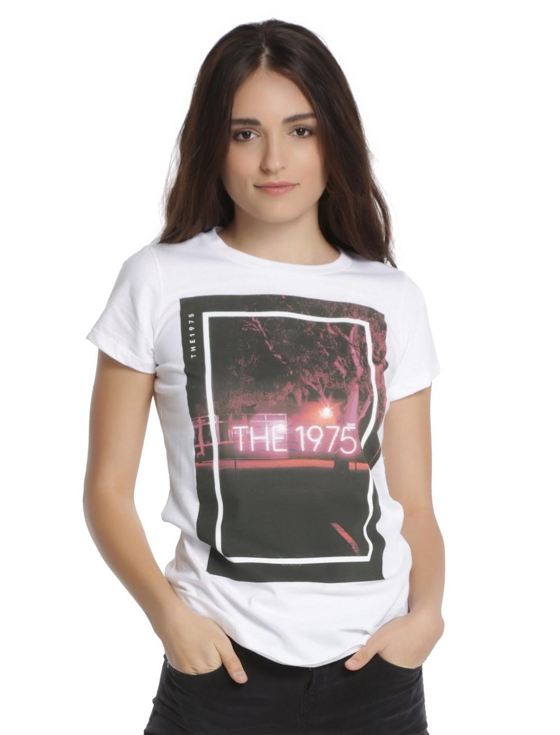 The 1975 Tree Neon Logo Girls T-Shirt, WHITE, hi-res