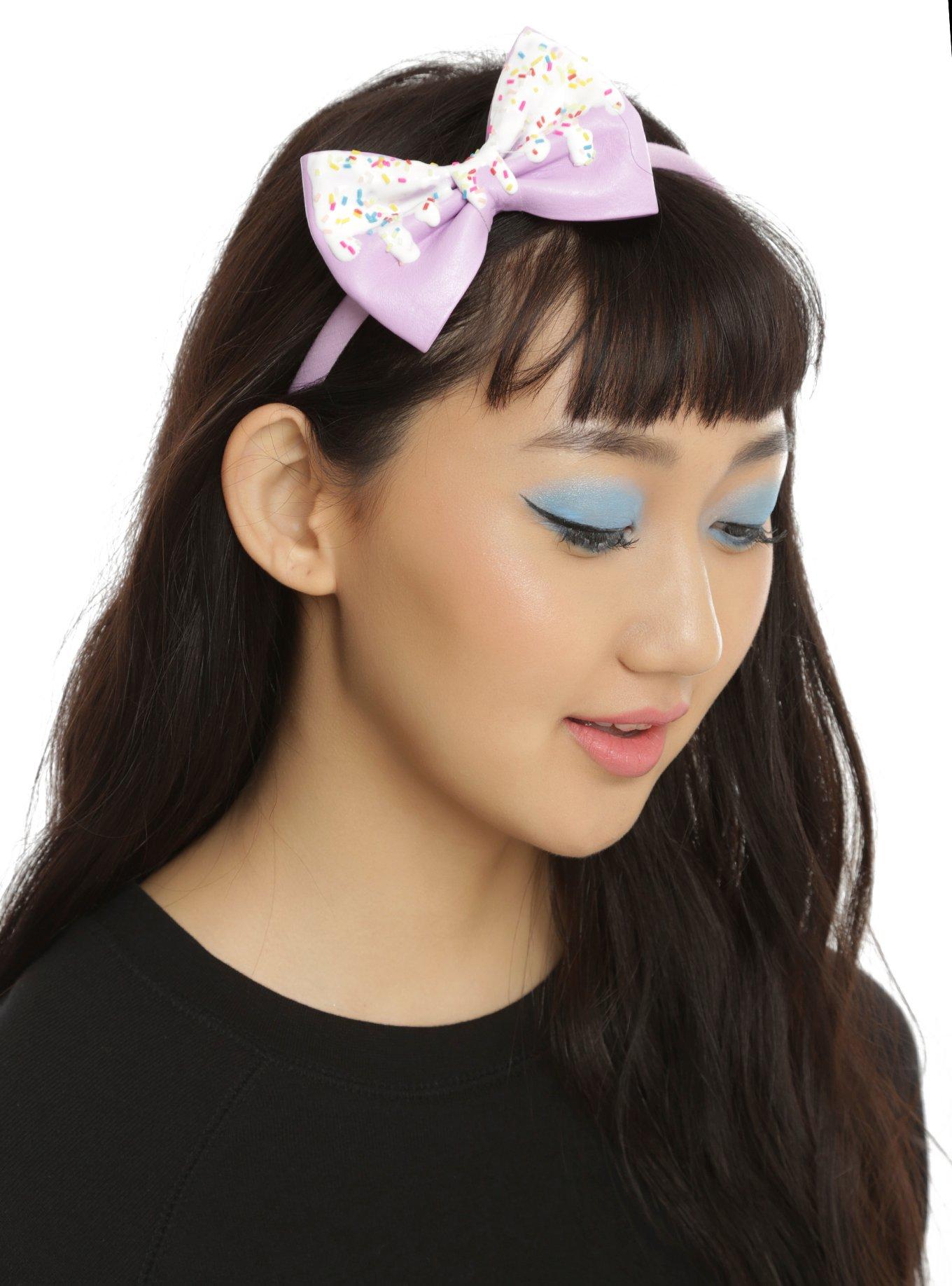 Blackheart Lavender Cupcake Drip Bow Headband, , hi-res