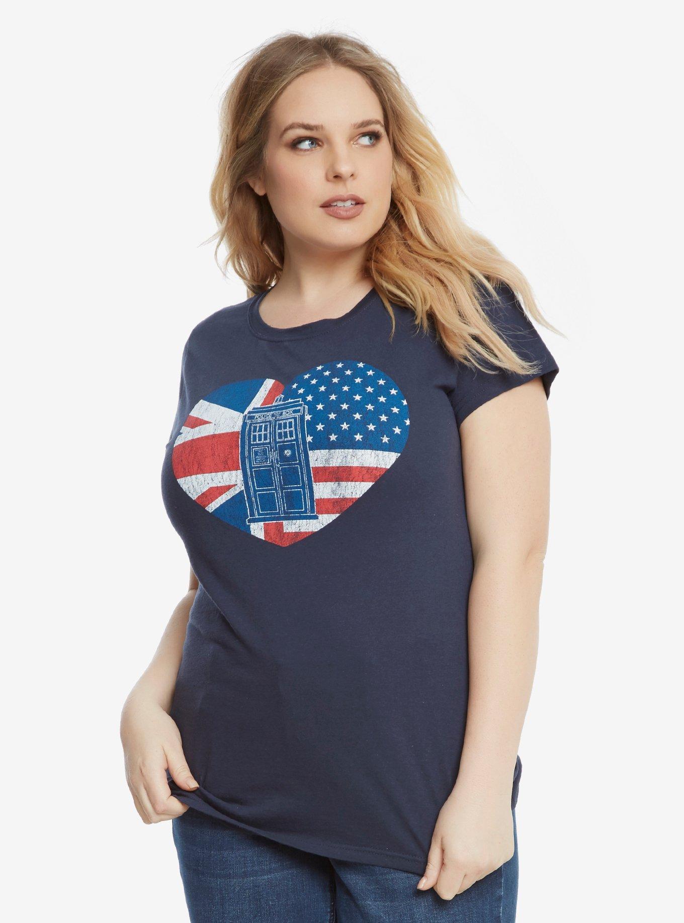 Doctor Who TARDIS Heart T-Shirt Extended Size, , hi-res