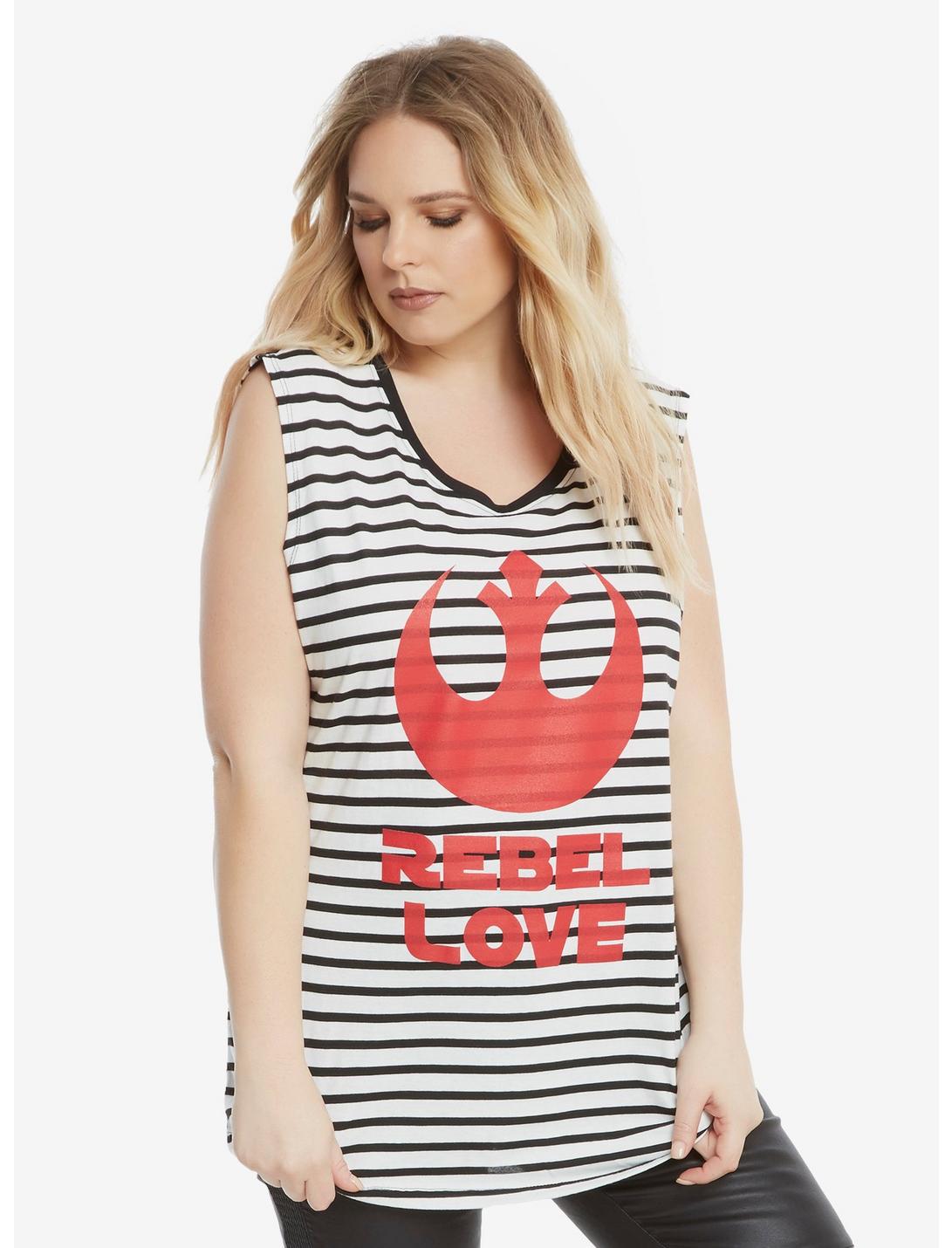 Star Wars Rebel Love Striped Muscle Top Extended Size, , hi-res