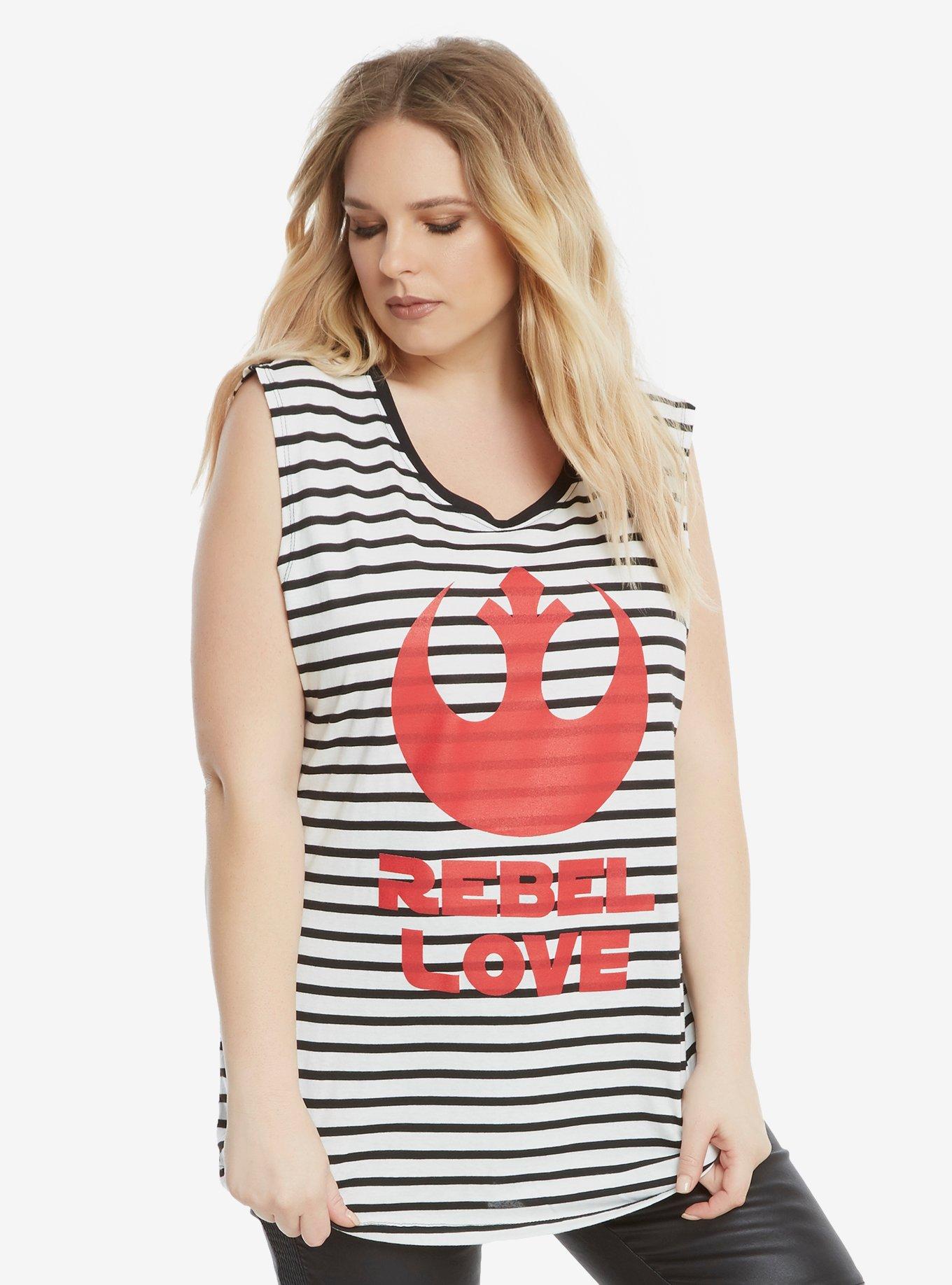Star Wars Rebel Love Striped Muscle Top Extended Size, , hi-res