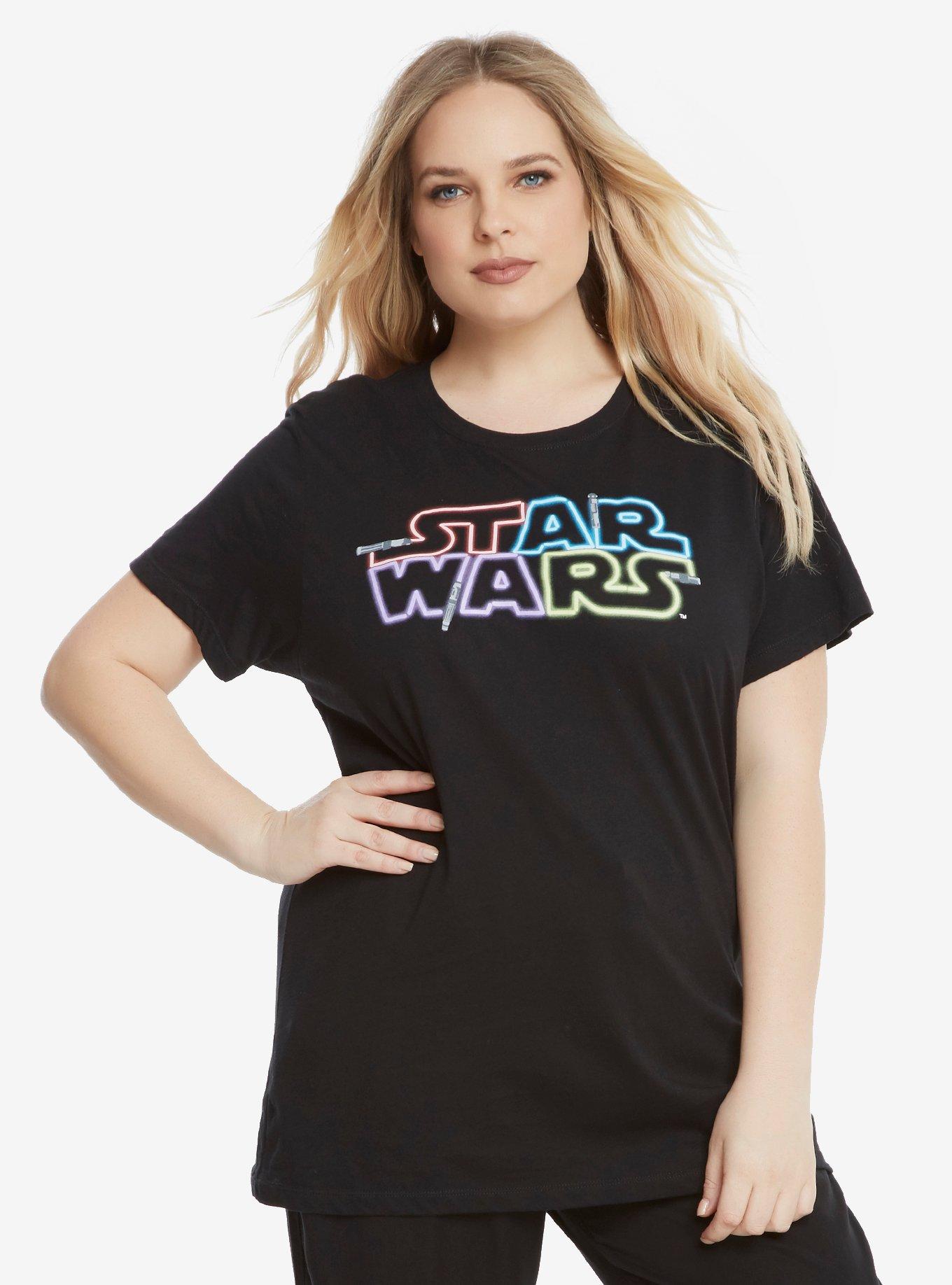 Star Wars Lightsaber Light Up Logo T-Shirt Extended Size, , hi-res