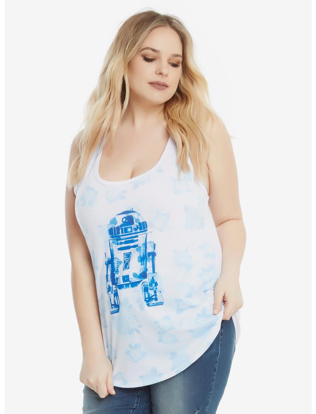 Star Wars R2-D2 Blue Floral Sublimation Tank Top Extended Size, , hi-res