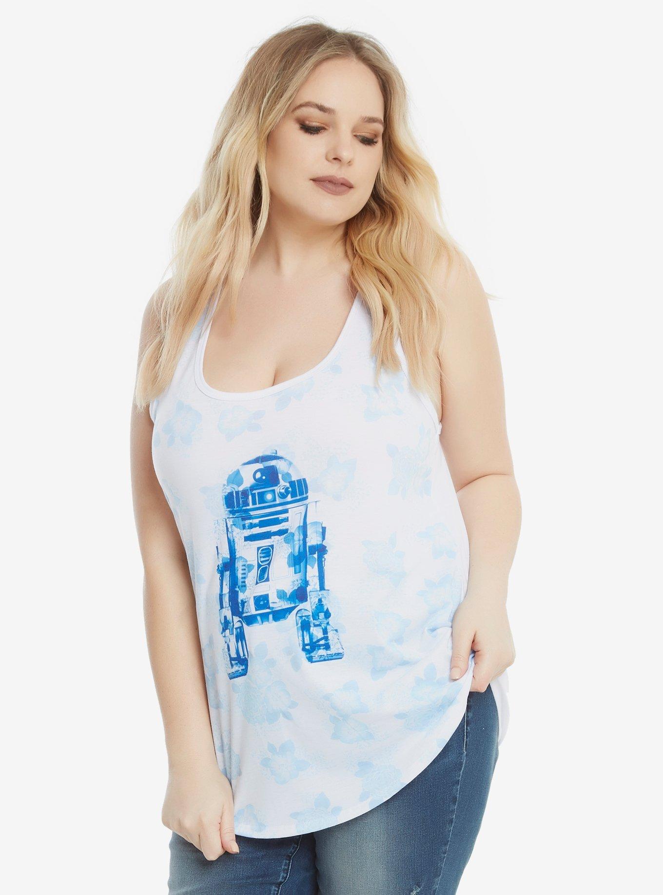 Star Wars R2-D2 Blue Floral Sublimation Tank Top Extended Size, , hi-res