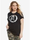 Marvel Avengers Silver Foil Distressed A T-Shirt Extended Size, , hi-res