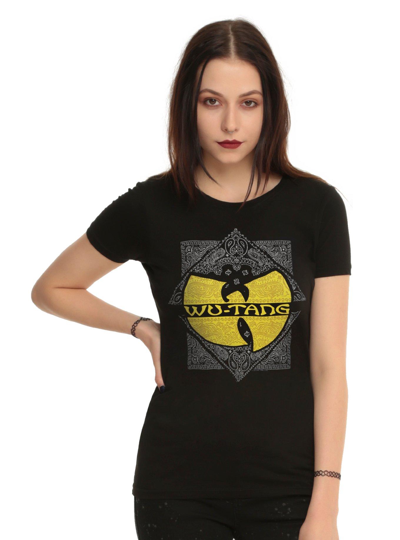 Wu-Tang Clan Paisley Square Logo Girls T-Shirt, BLACK, hi-res