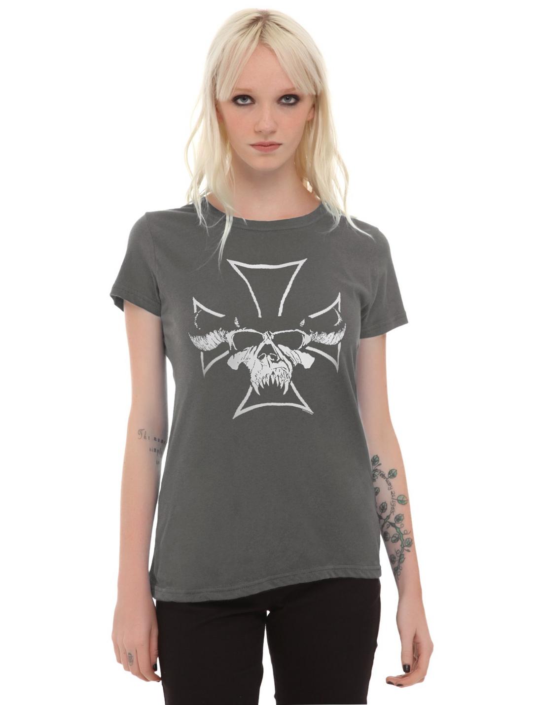 Danzig Iron Cross Logo Girls T-Shirt, BLACK, hi-res