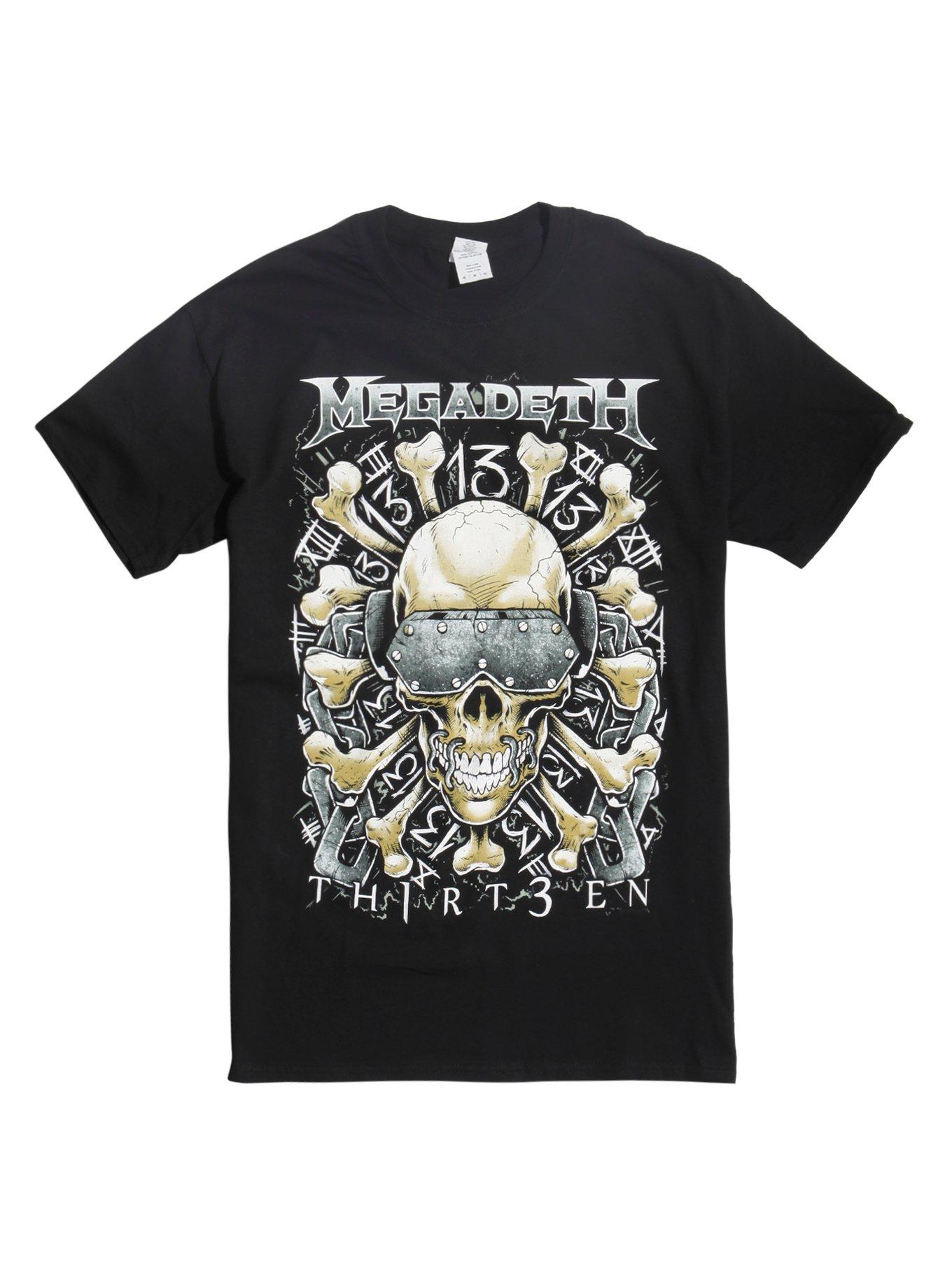 Megadeth TH1RT3EN Skull & Crossbones T-Shirt, BLACK, hi-res