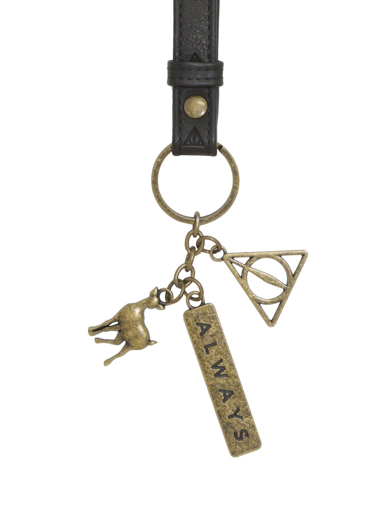 Harry Potter Deathly Hallows Charms Faux Leather Lanyard | Hot Topic