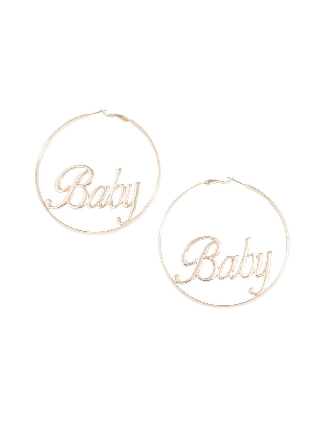Blackheart Gold Baby Hoop Earrings, , hi-res