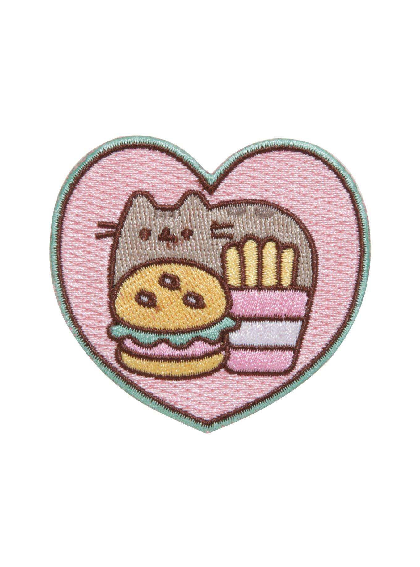 Pusheen Food Heart Iron-On Patch, , hi-res