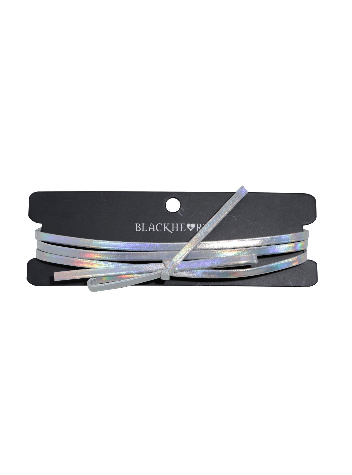 Blackheart Silver Iridescent Bow Wrap Choker, , hi-res