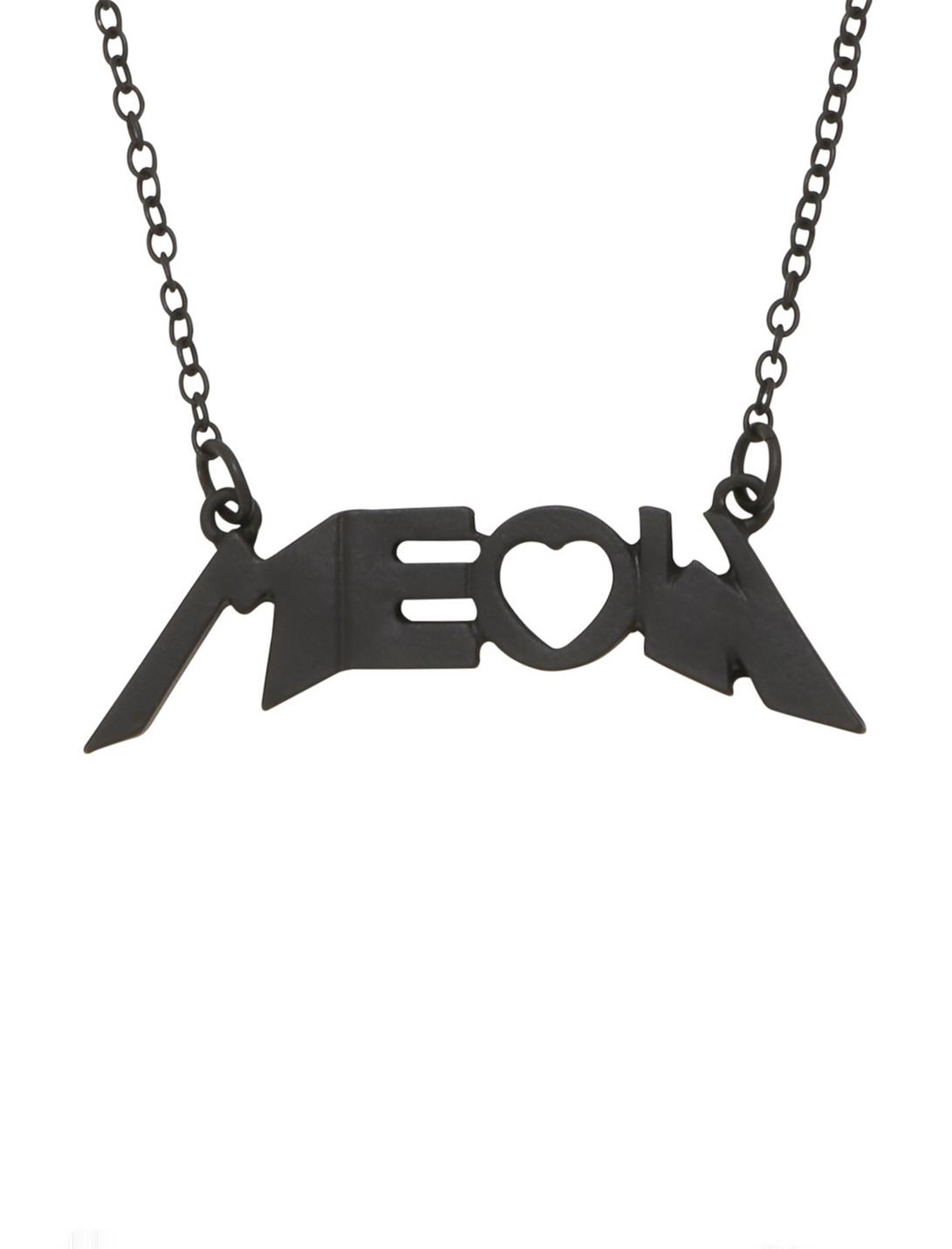 Blackheart Metal Meow Necklace, , hi-res
