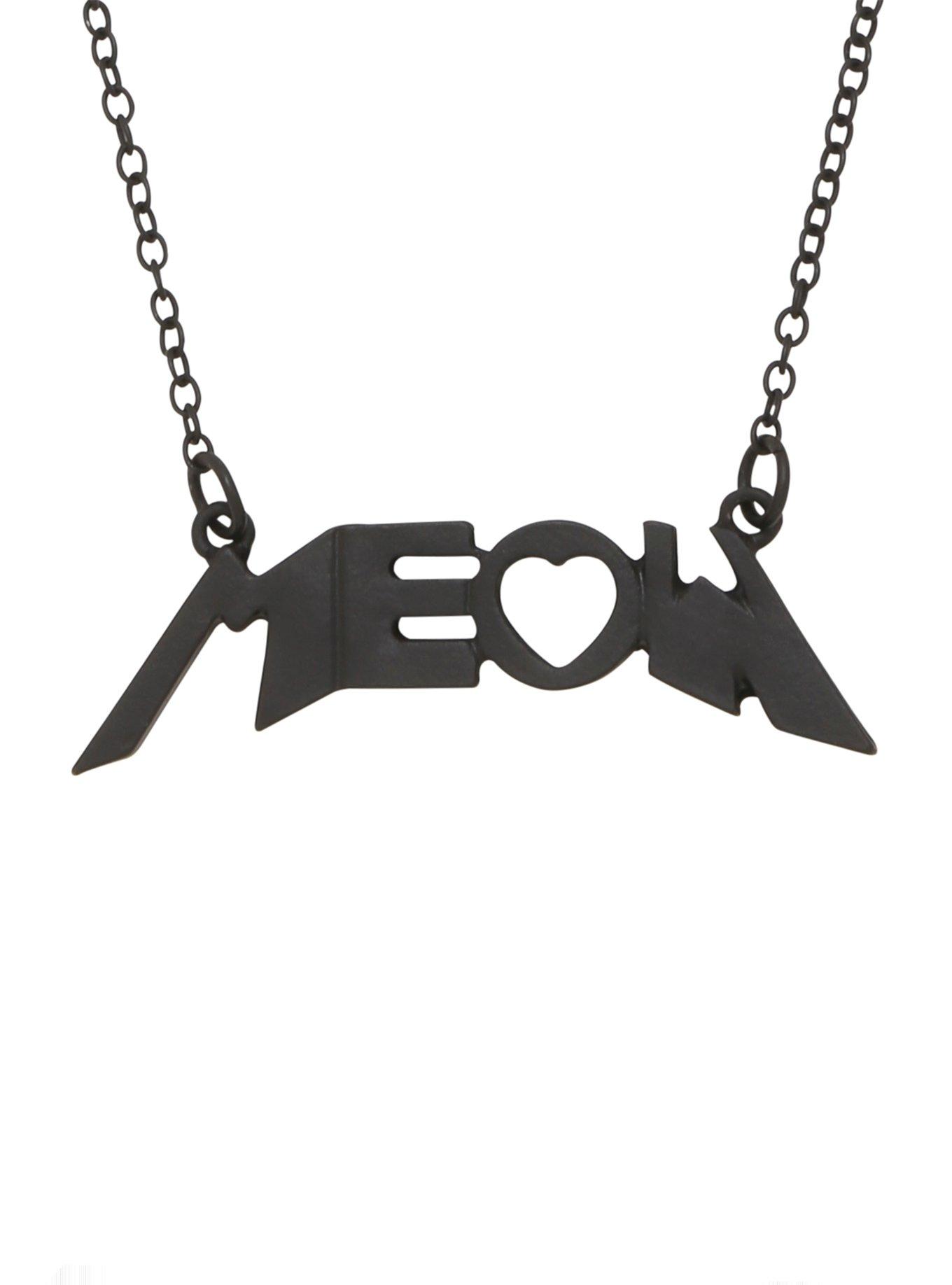 Blackheart Metal Meow Necklace, , hi-res