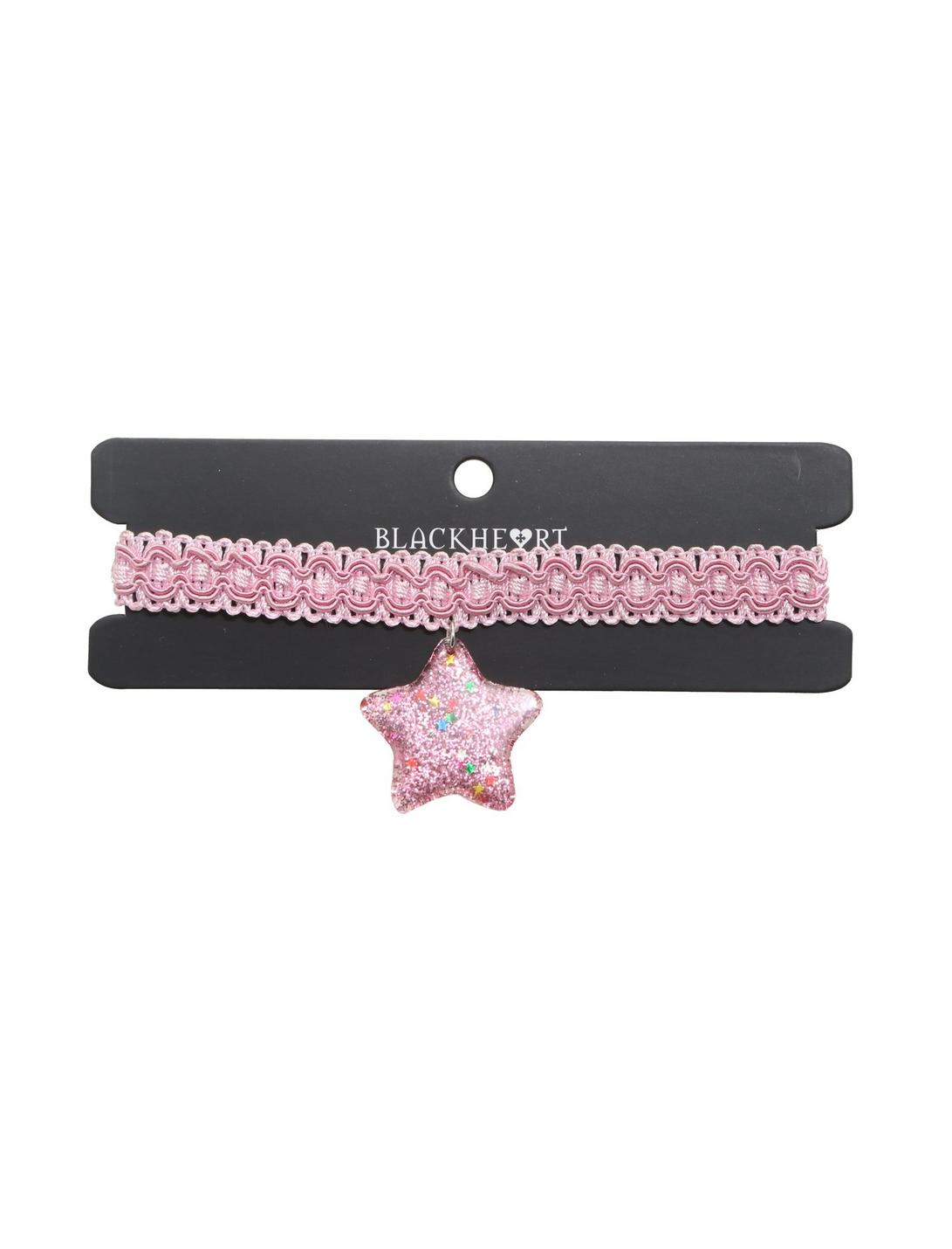 Blackheart Pastel Chunky Star Pink Crochet Choker, , hi-res