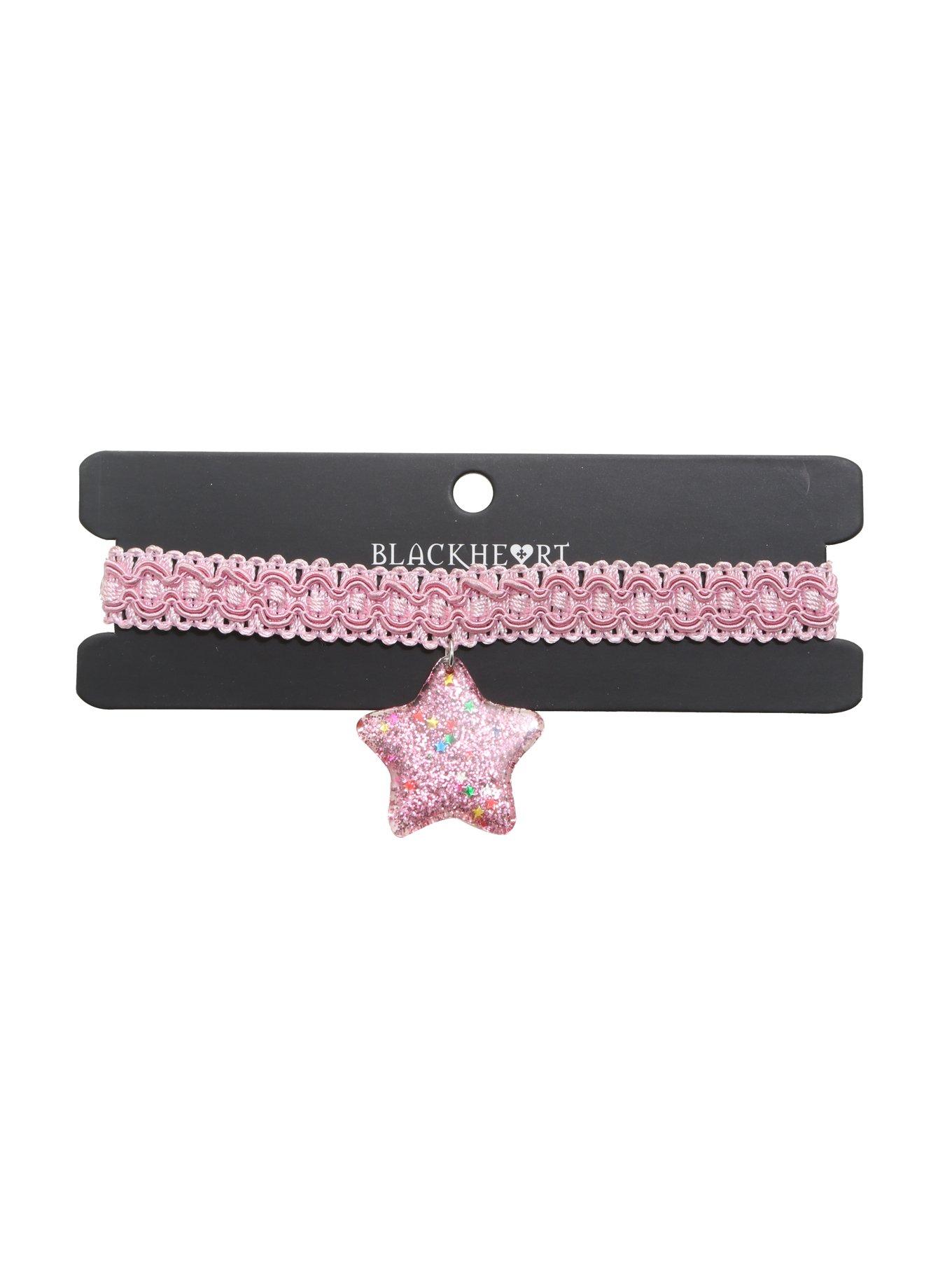 Blackheart Pastel Chunky Star Pink Crochet Choker, , hi-res