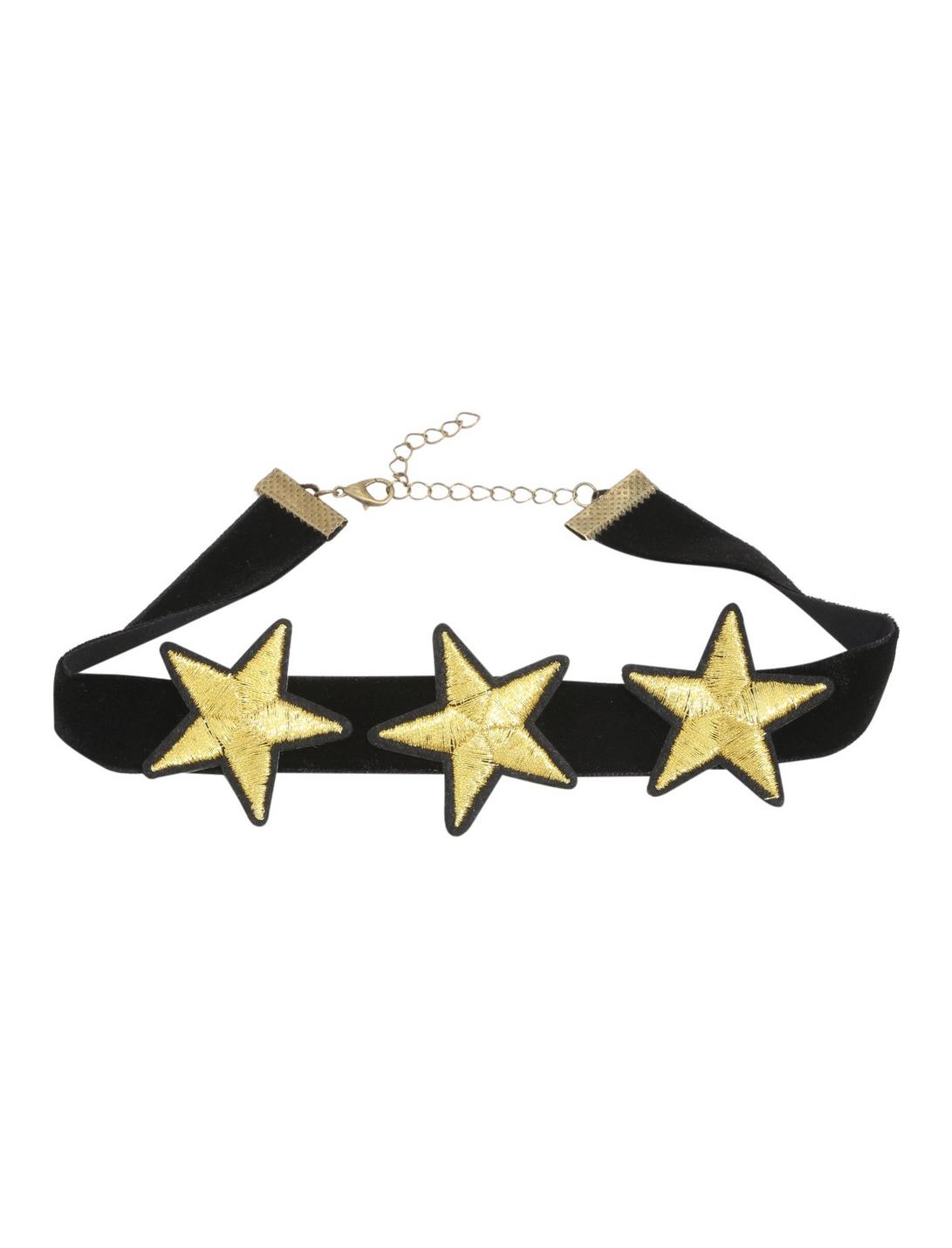 Gold Star Black Velvet Choker, , hi-res