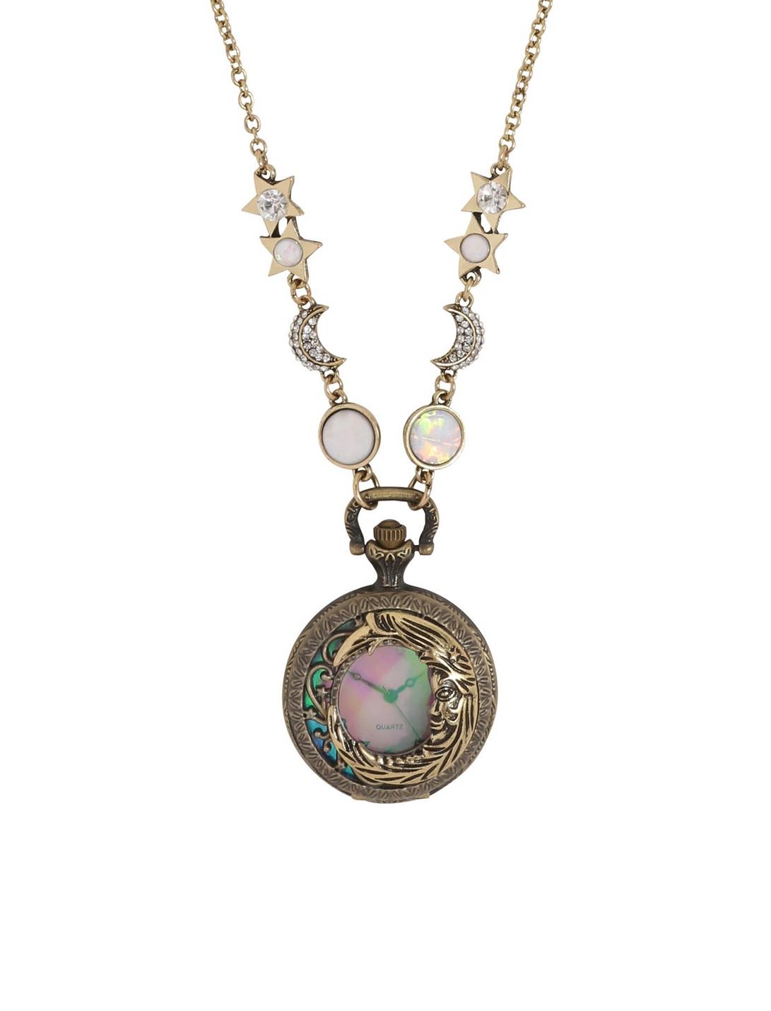 Blackheart Celestial Pendant Pocket Watch Necklace, , hi-res