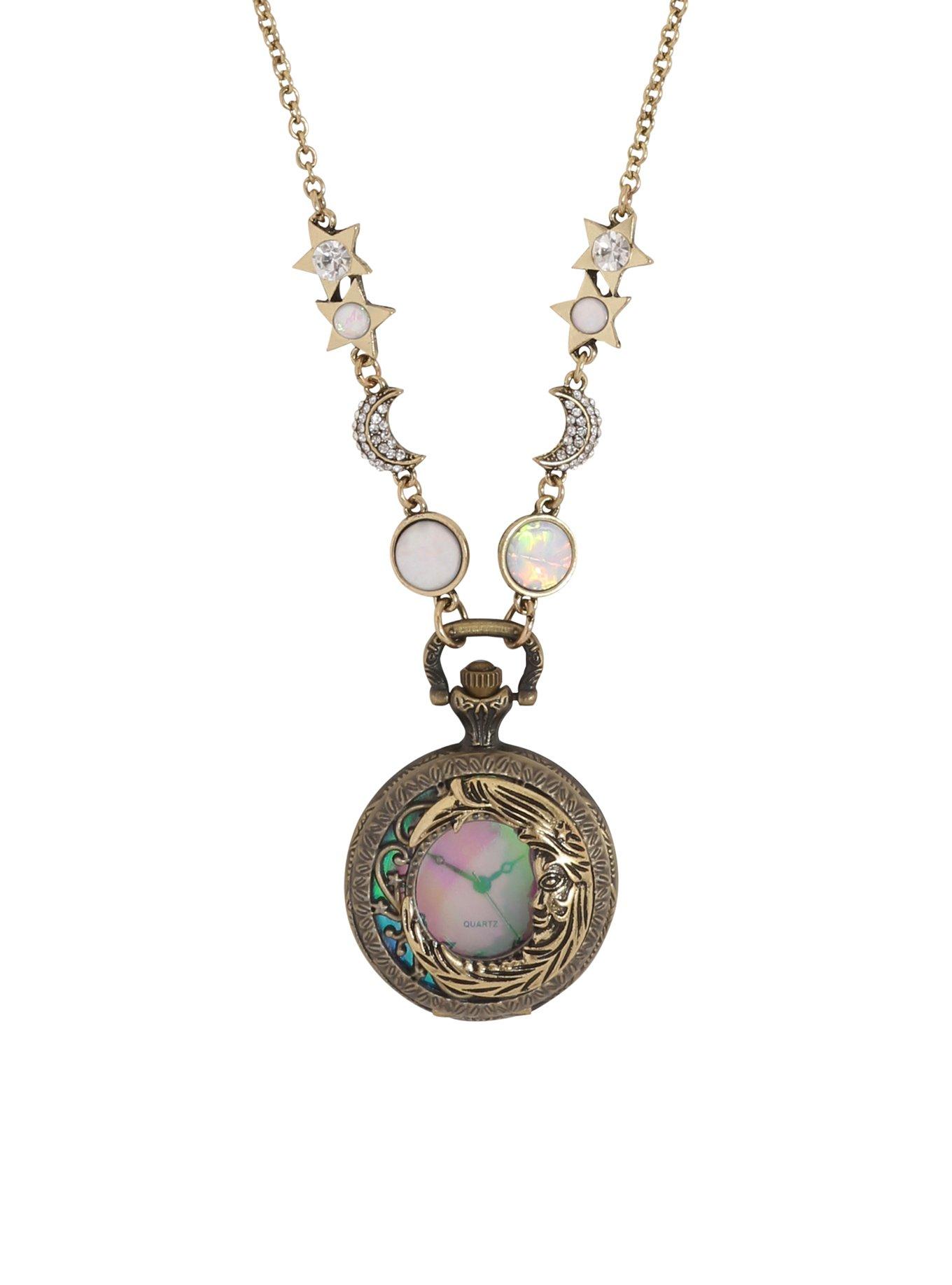 Blackheart Celestial Pendant Pocket Watch Necklace, , hi-res