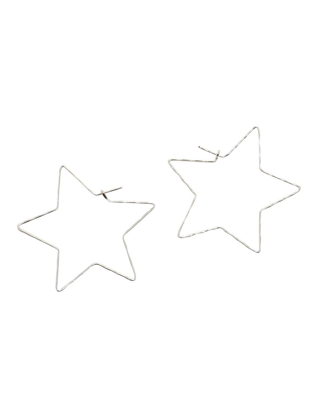 Blackheart Silver Star Wire Hoops, , hi-res