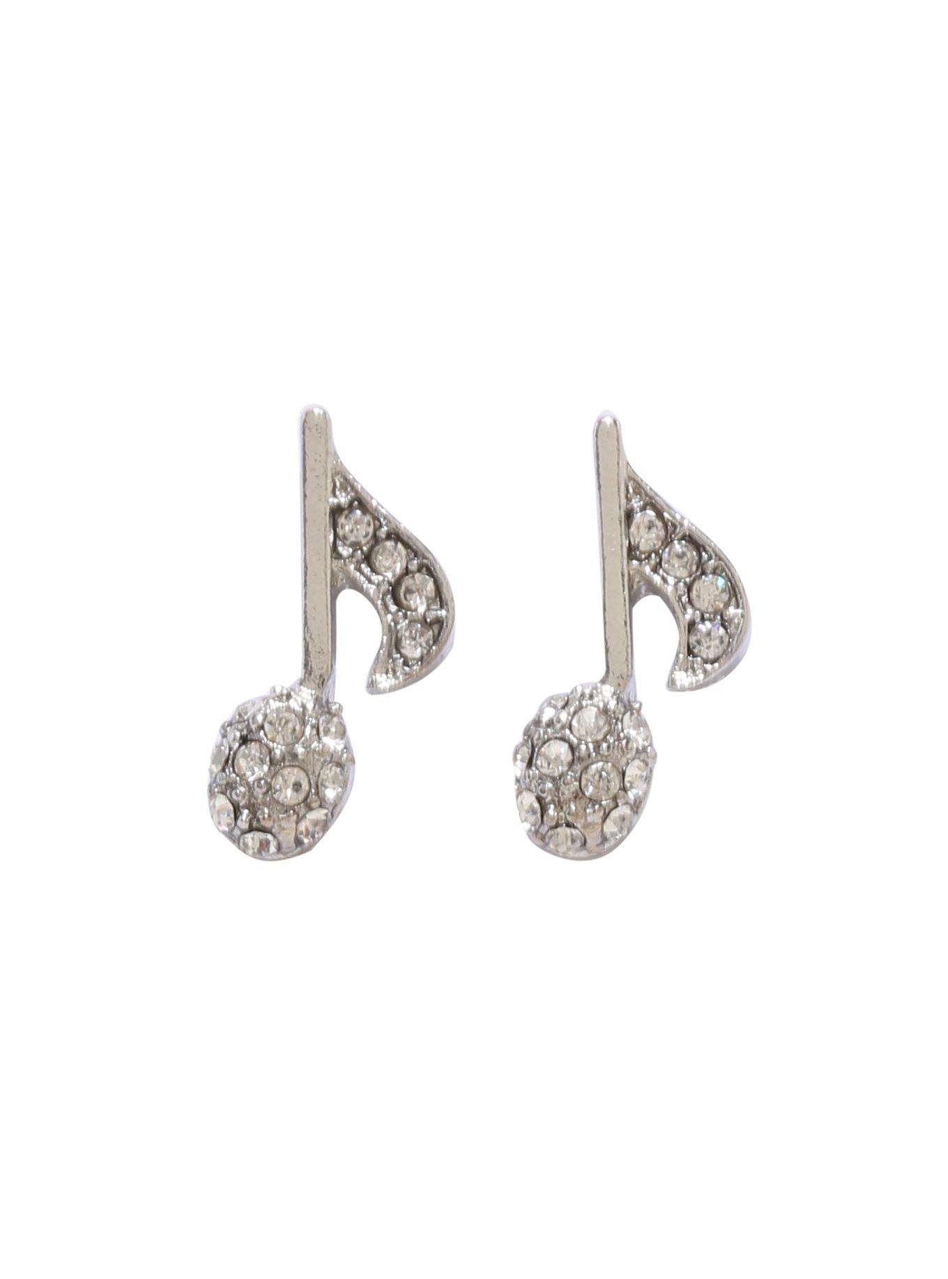 Blackheart Bling Music Note Earrings, , hi-res