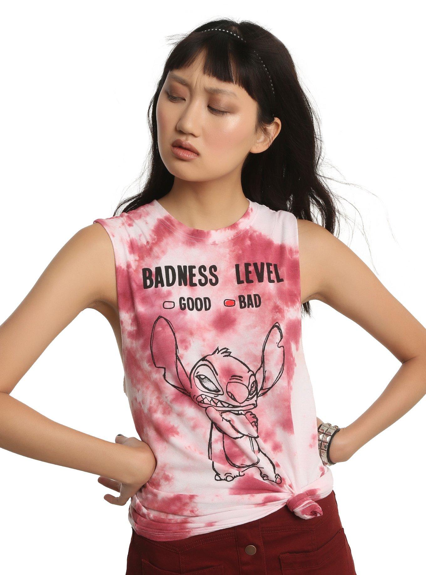 Disney Lilo & Stitch Badness Level Tie-Dye Girls Muscle Top, RED, hi-res