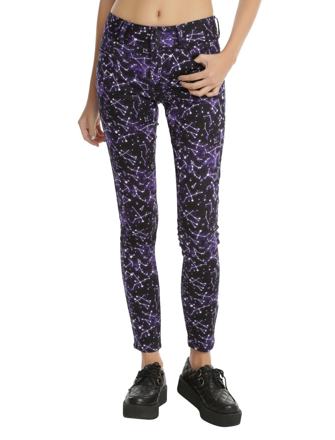 Blackheart Constellation Print Purple Super Skinny Jeans, BLUE, hi-res