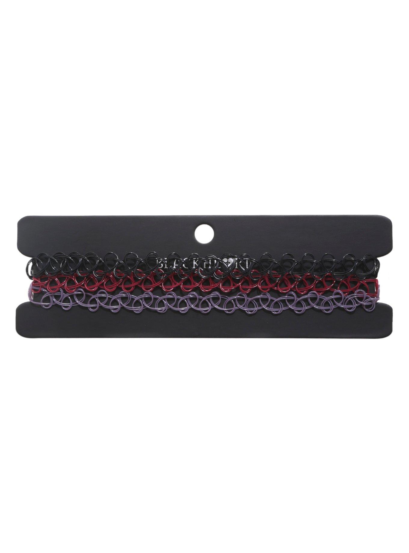 Blackheart Lavender Burgundy & Black Tattoo Choker Set, , hi-res