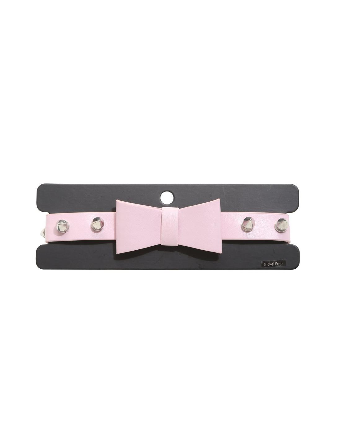 Blackheart Pink Faux Leather Spiked Choker, , hi-res