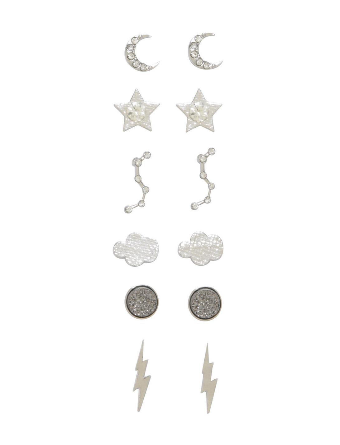 Moon Dreamcatcher Stud Earring 6 Pair Set, , hi-res