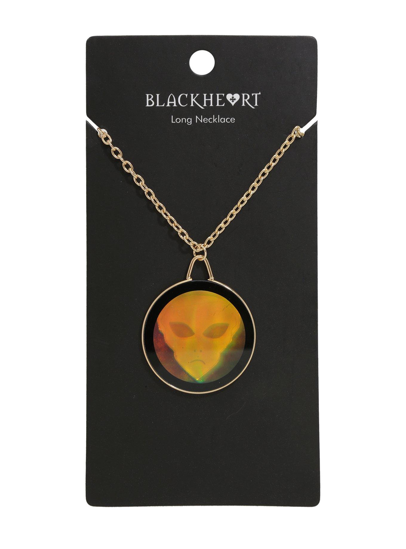 Blackheart Hologram Alien Pendant Necklace, , hi-res