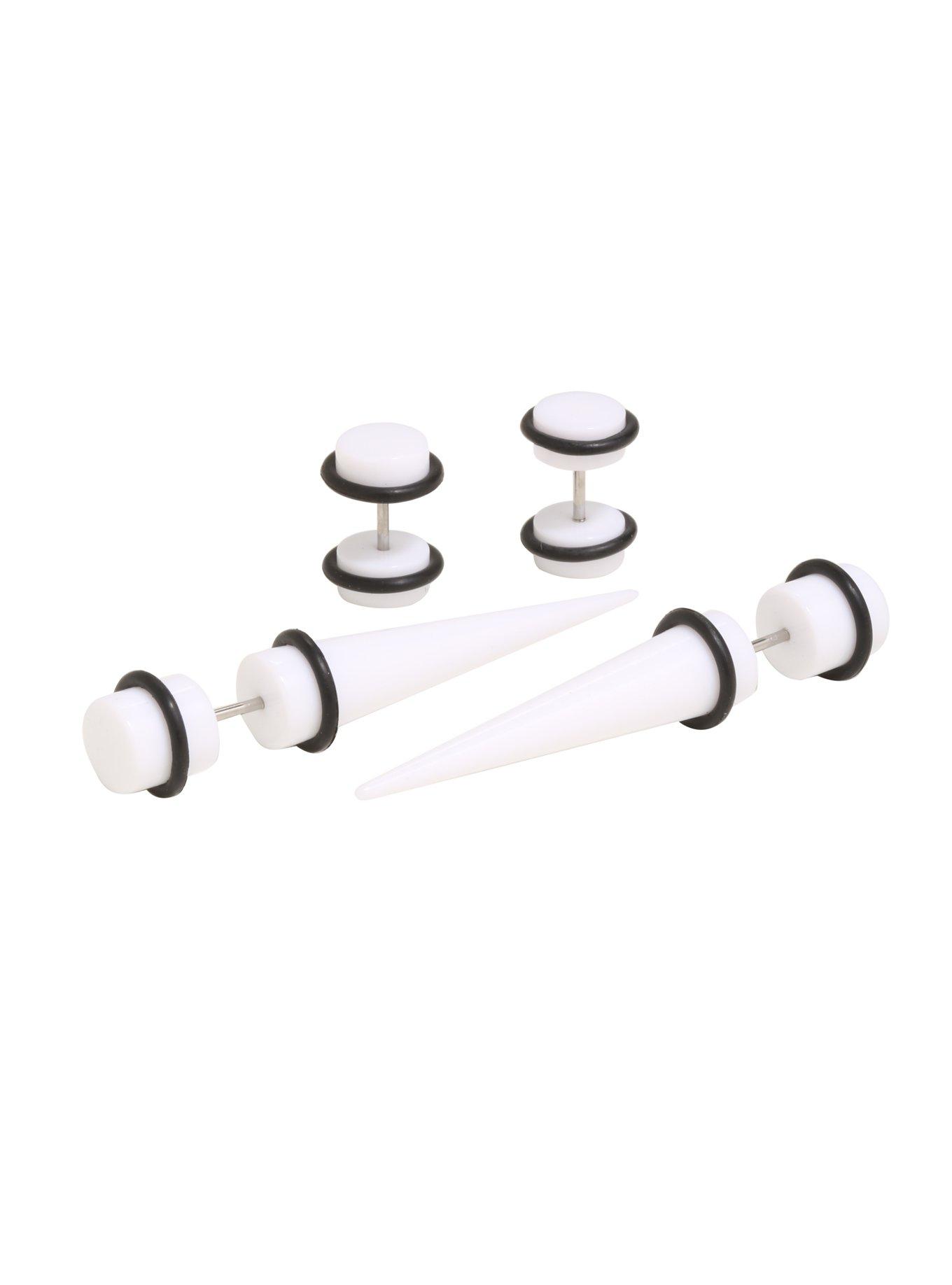 White Faux Taper & Plug 4 Pack, , hi-res