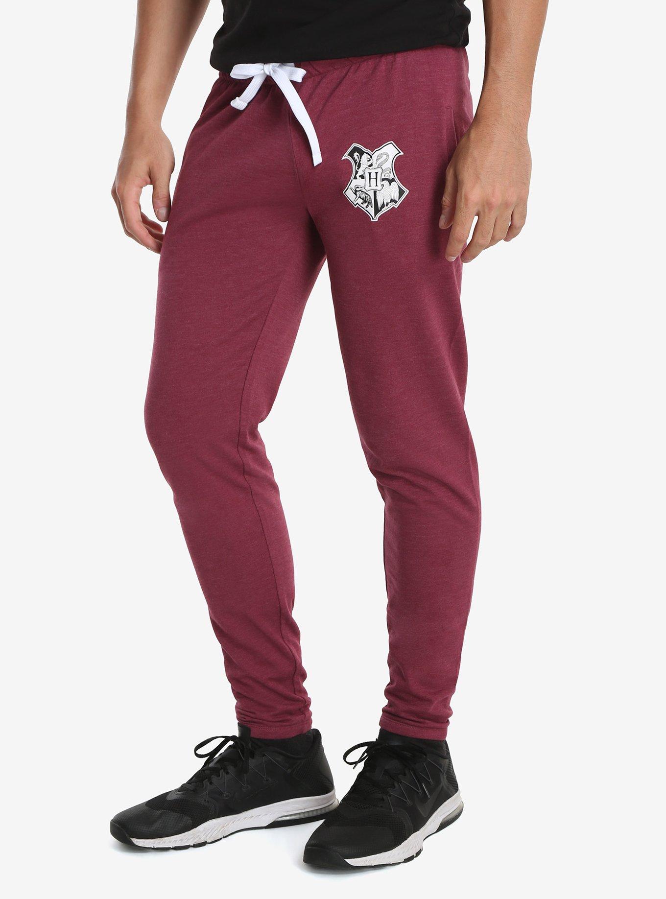 Harry Potter Hogwarts Crest Jogger Pants, BURGUNDY, hi-res