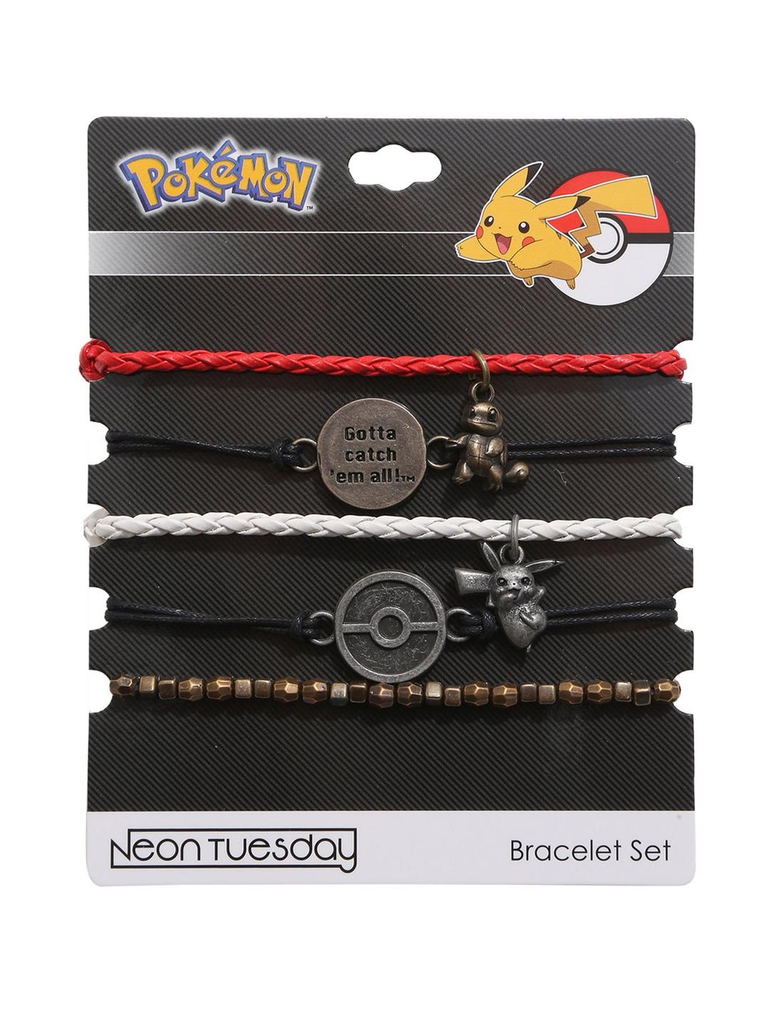 Pokemon Pikachu Squirtle Poke Ball Cord Bracelet Set 5 Pack, , hi-res