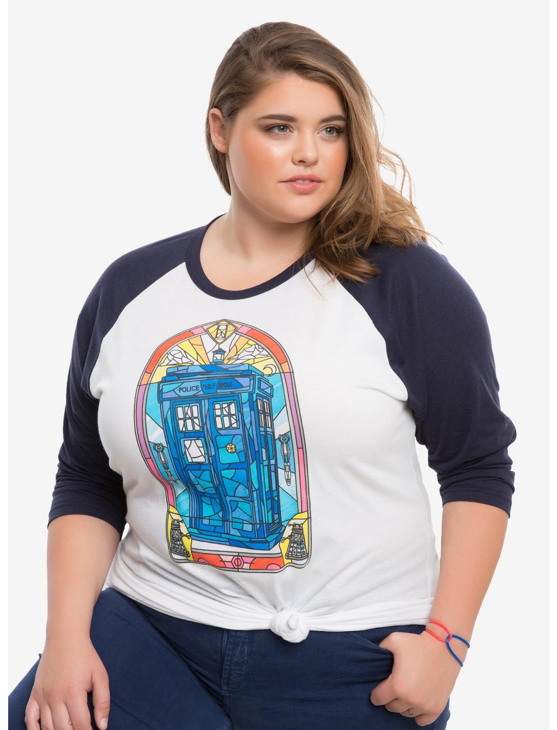 Doctor Who Stained Glass TARDIS Raglan Extended Size, , hi-res