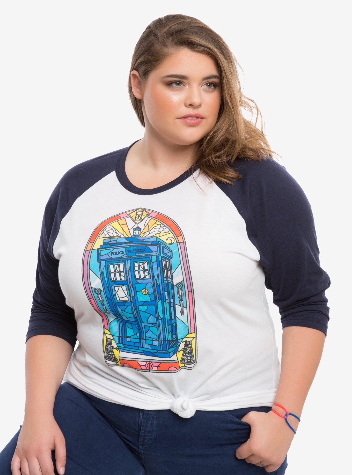 Doctor Who Stained Glass TARDIS Raglan Extended Size, , hi-res