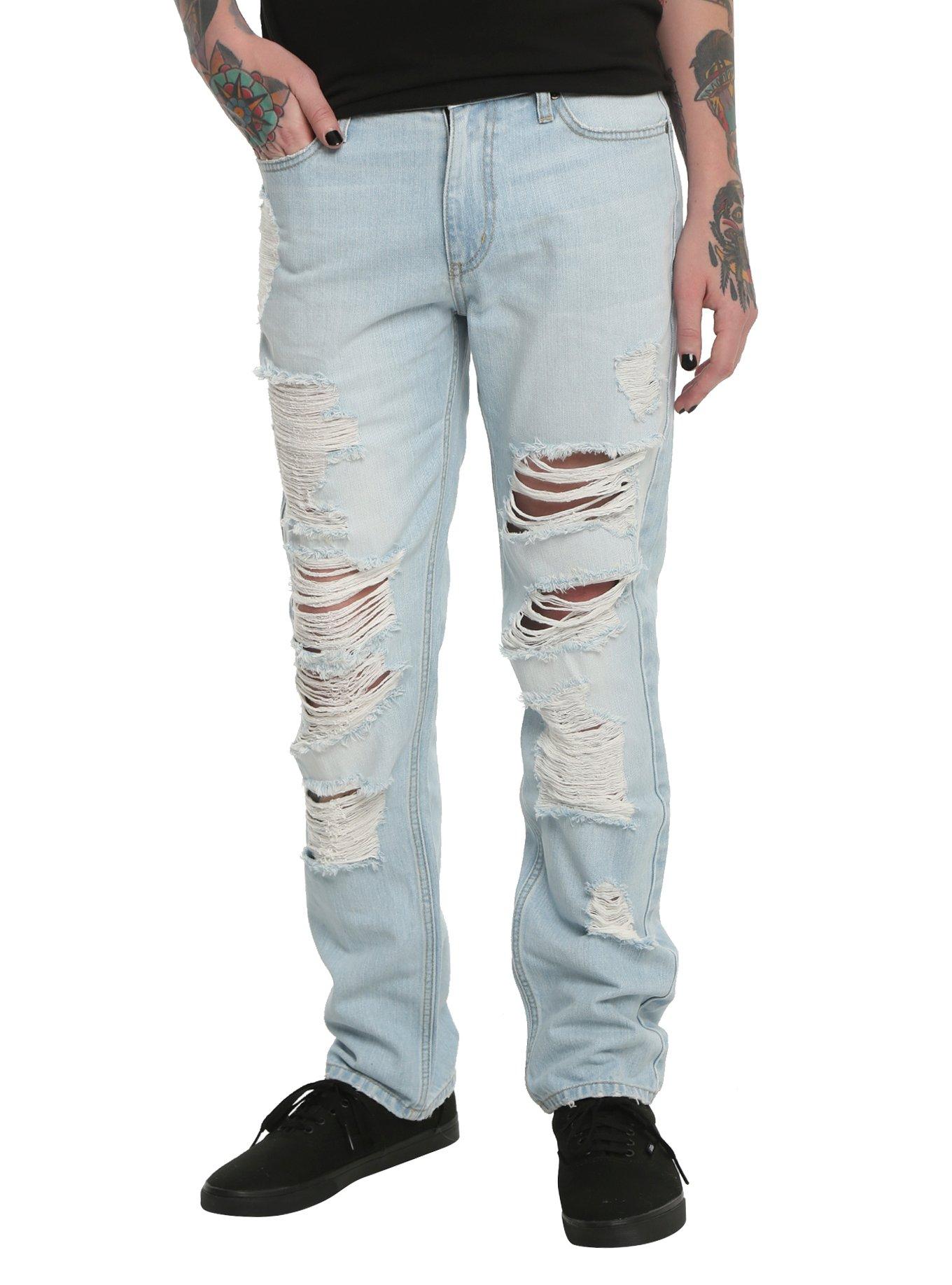 Xxx Rude 32 Inch Inseam Destructed Slim Fit Straight Leg Jeans Hot Topic