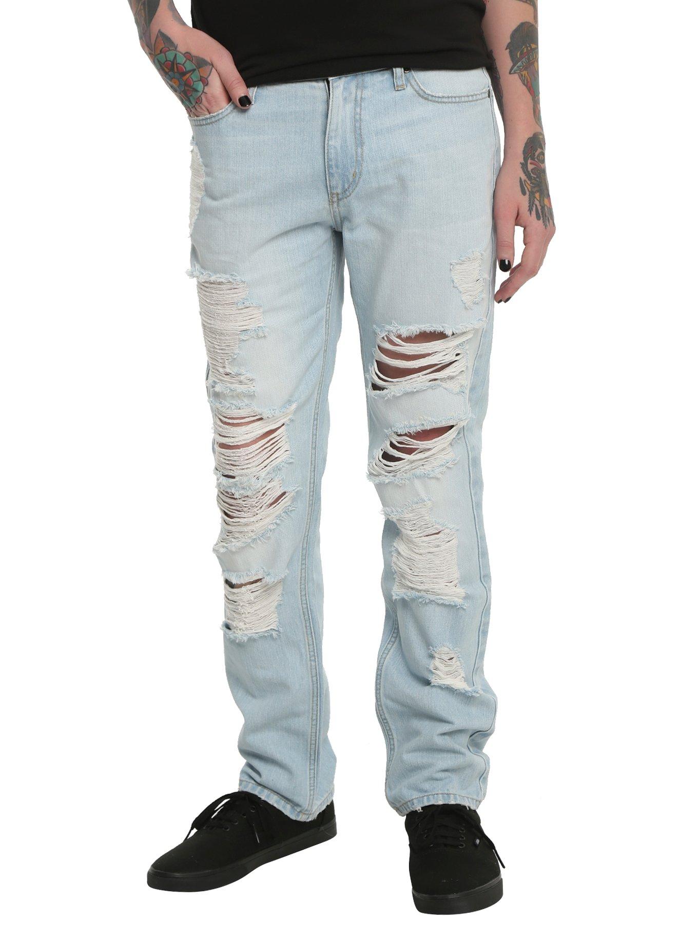 XXX RUDE 32 Inch Inseam Destructed Slim Fit Straight Leg Jeans | Hot Topic
