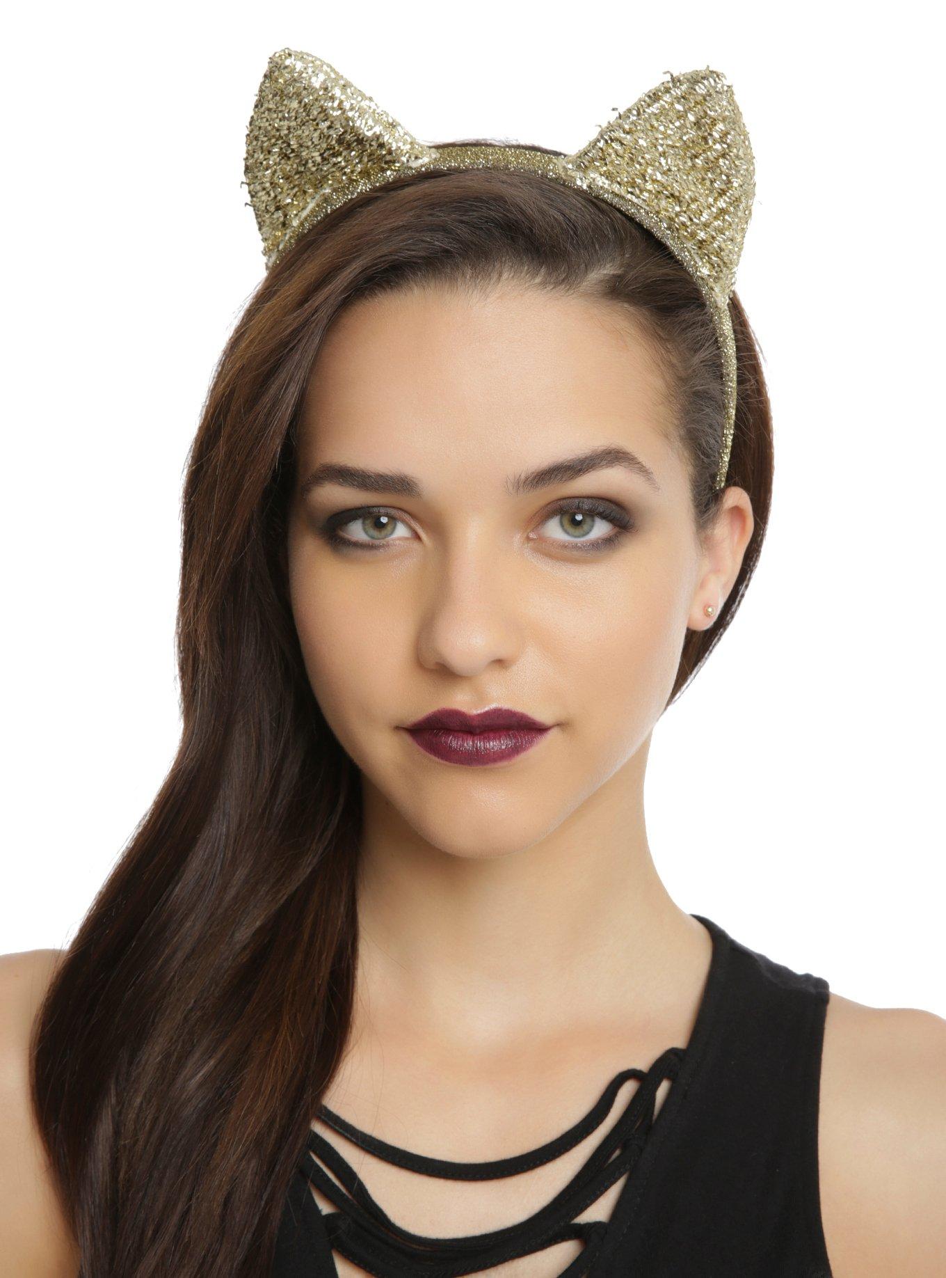Blackheart Gold Tinsel Cat Ear Headband Hot Topic