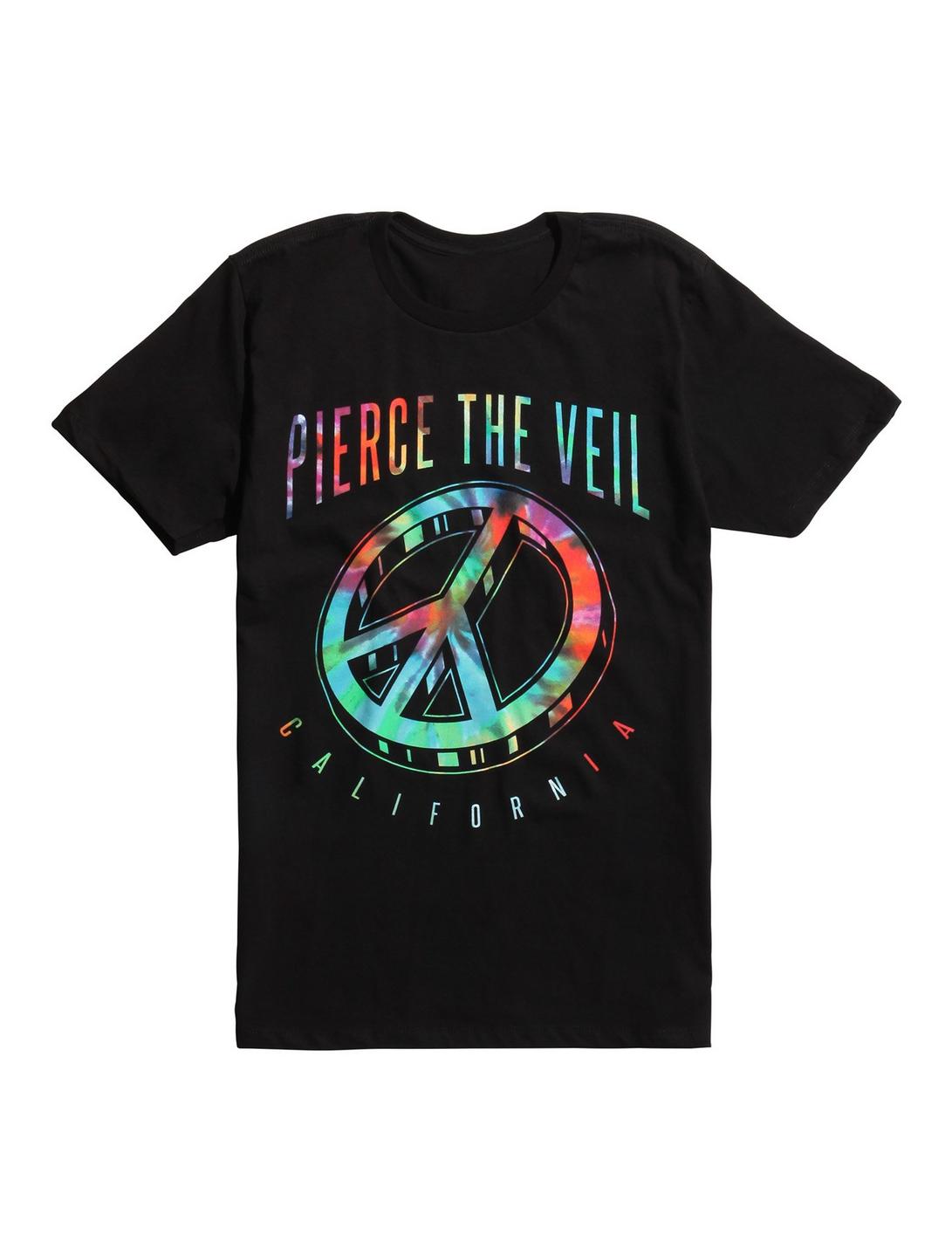 Pierce The Veil Tie Dye Peace T-Shirt, BLACK, hi-res