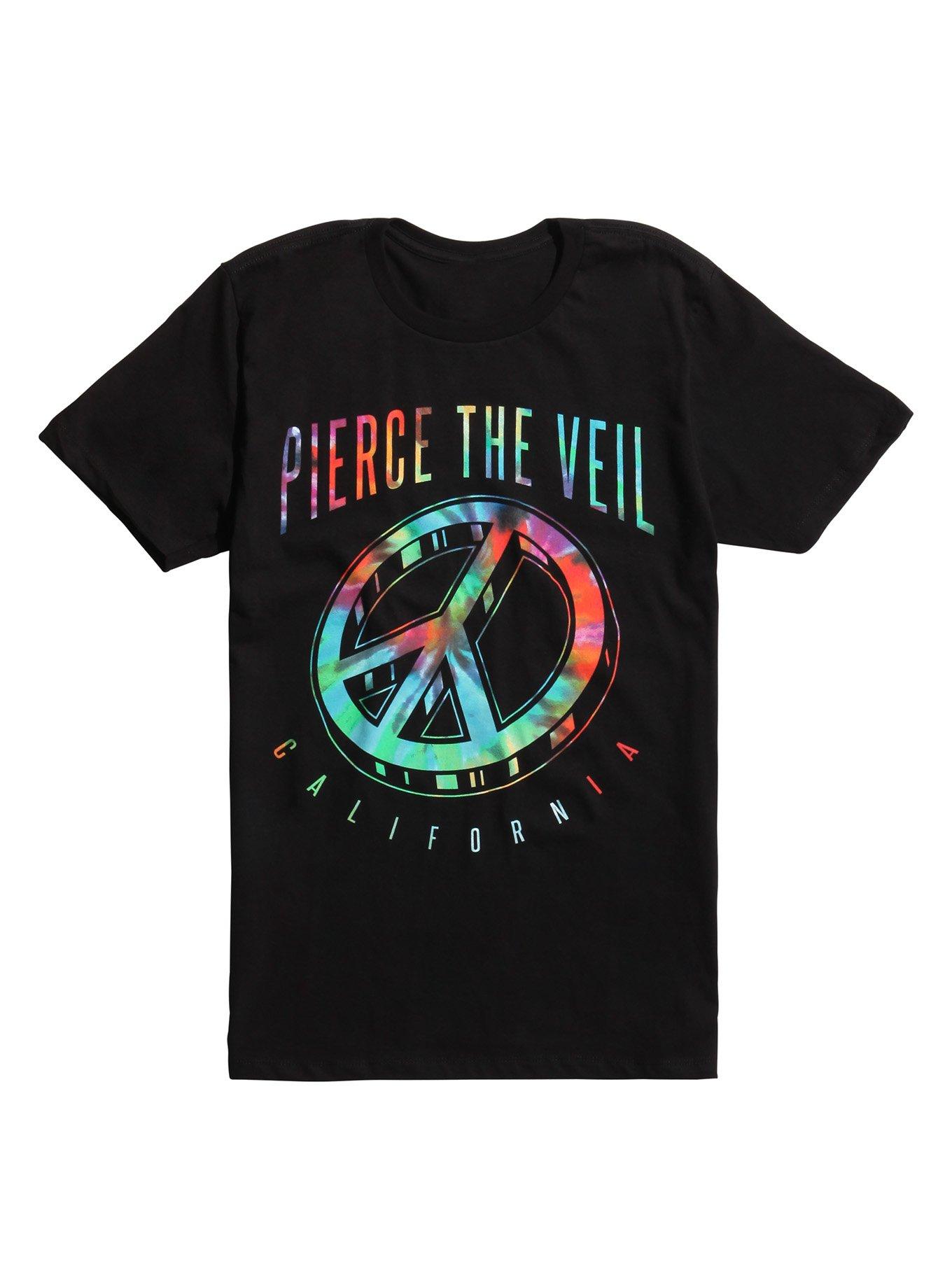 Pierce The Veil Tie Dye Peace T-Shirt, BLACK, hi-res