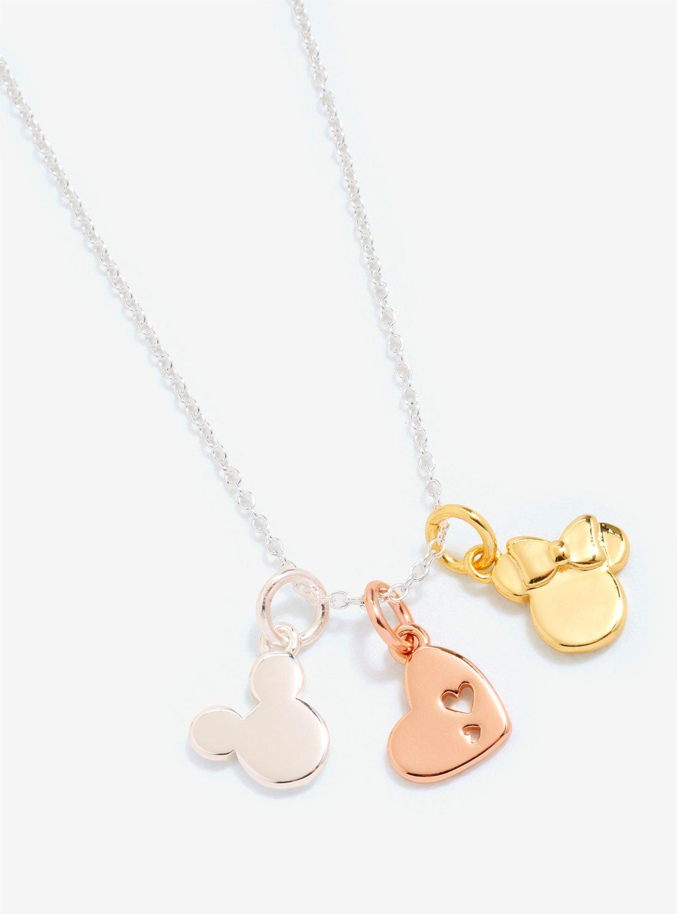 Disney Mickey Mouse And Minnie Mouse Tri-Tone Necklace, , hi-res