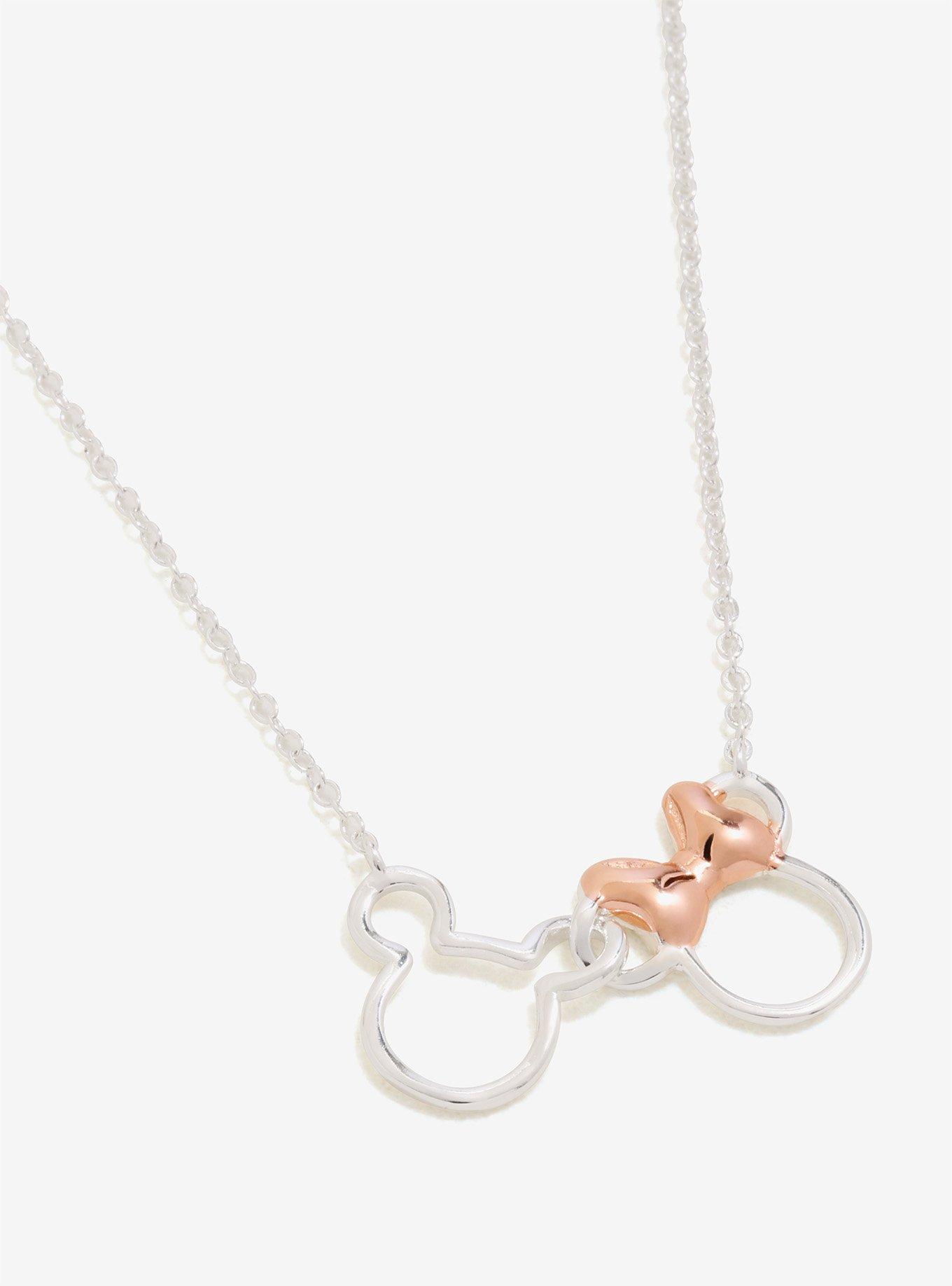 Disney Mickey Mouse And Minnie Mouse Intertwined Two-Tone Necklace, , hi-res
