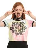 Strange Things With Weird People Tie Dye Girls Ringer Crop T-Shirt, TIE DYE, hi-res