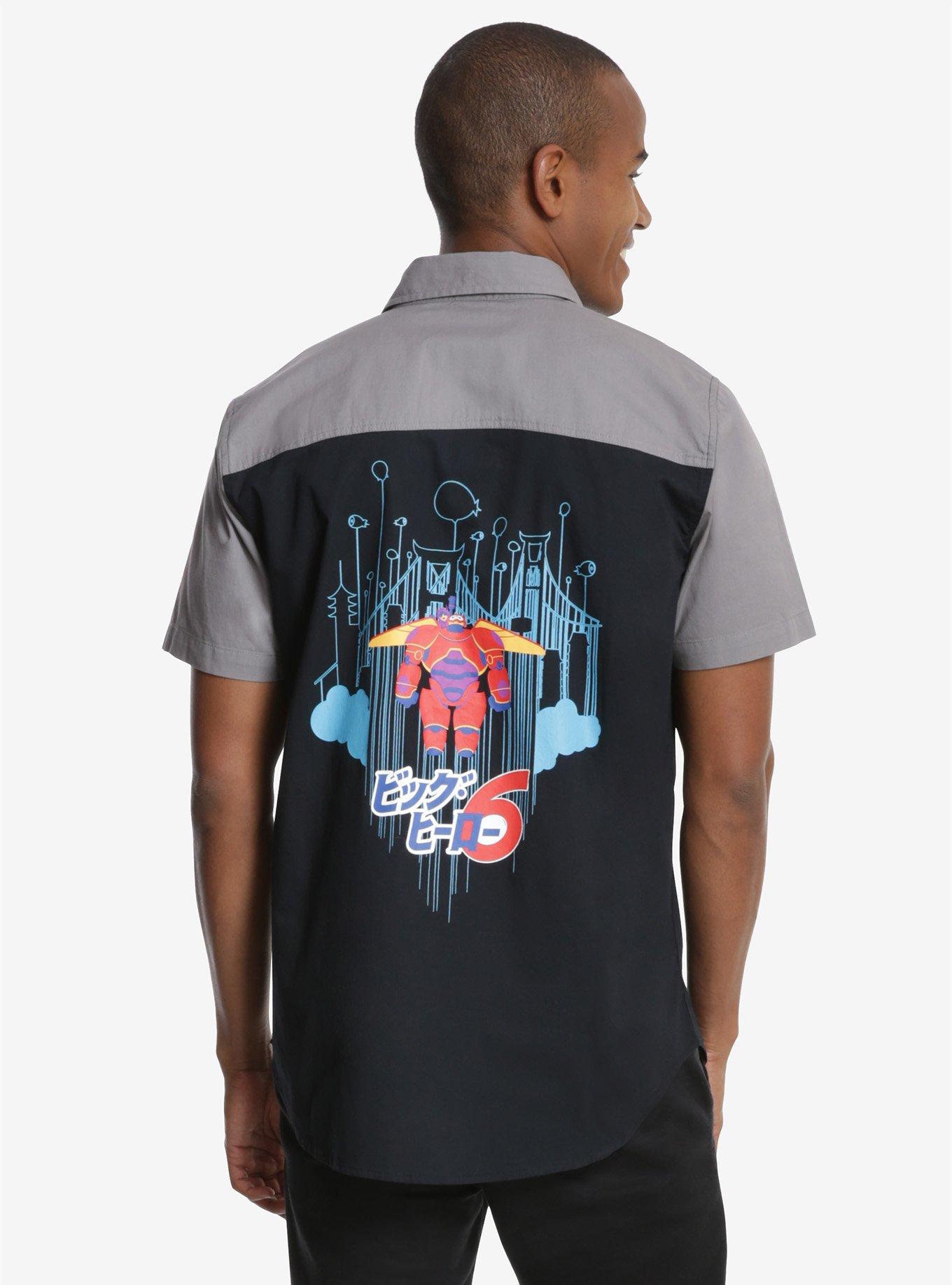 Disney Big Hero 6 Baymax Short Sleeve Woven Button-Up, BLACK, hi-res