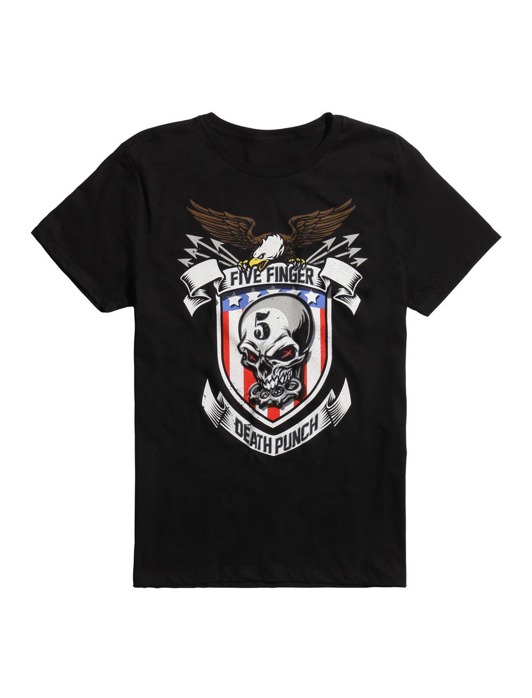 Five Finger Death Punch Flag Shield T-Shirt, BLACK, hi-res
