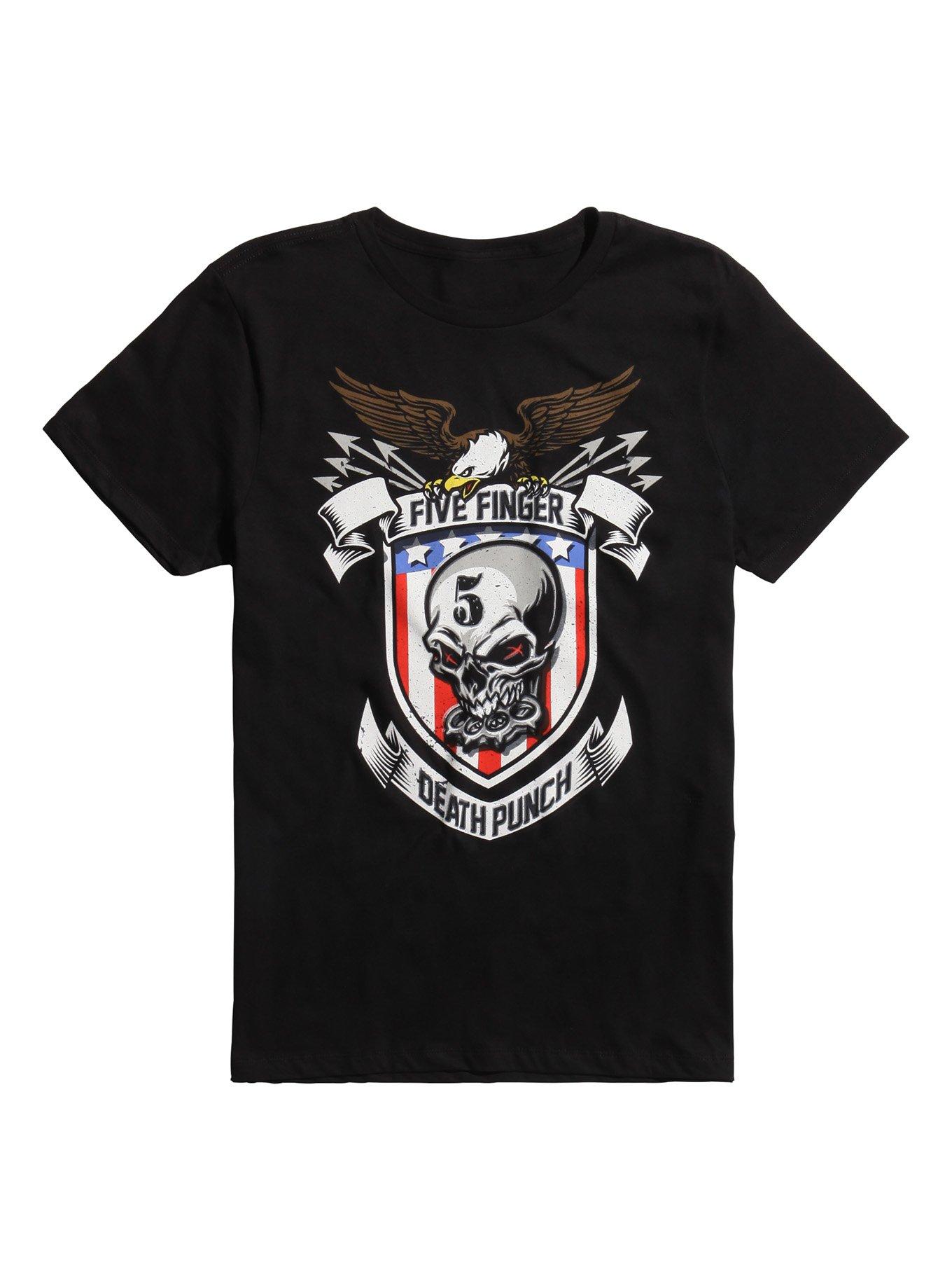 Five Finger Death Punch Flag Shield T-Shirt, BLACK, hi-res