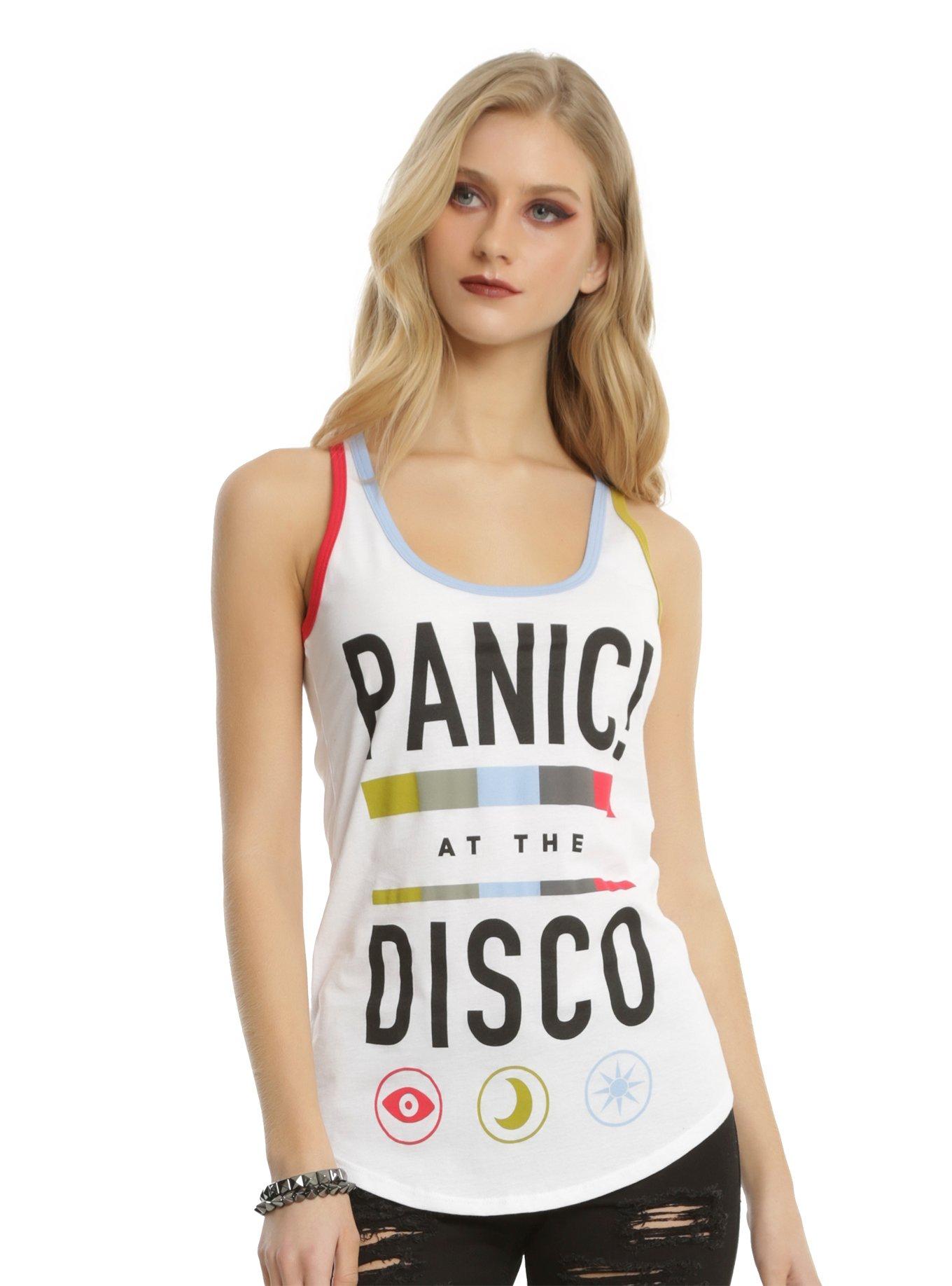 Panic! At The Disco Tri-Color Ringer Girls Tank Top, WHITE, hi-res